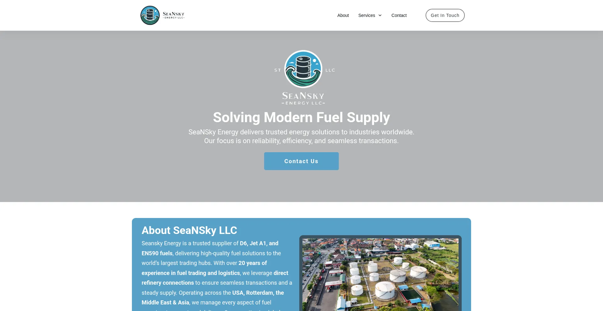 Website screenshot of Seanskyenergy.com