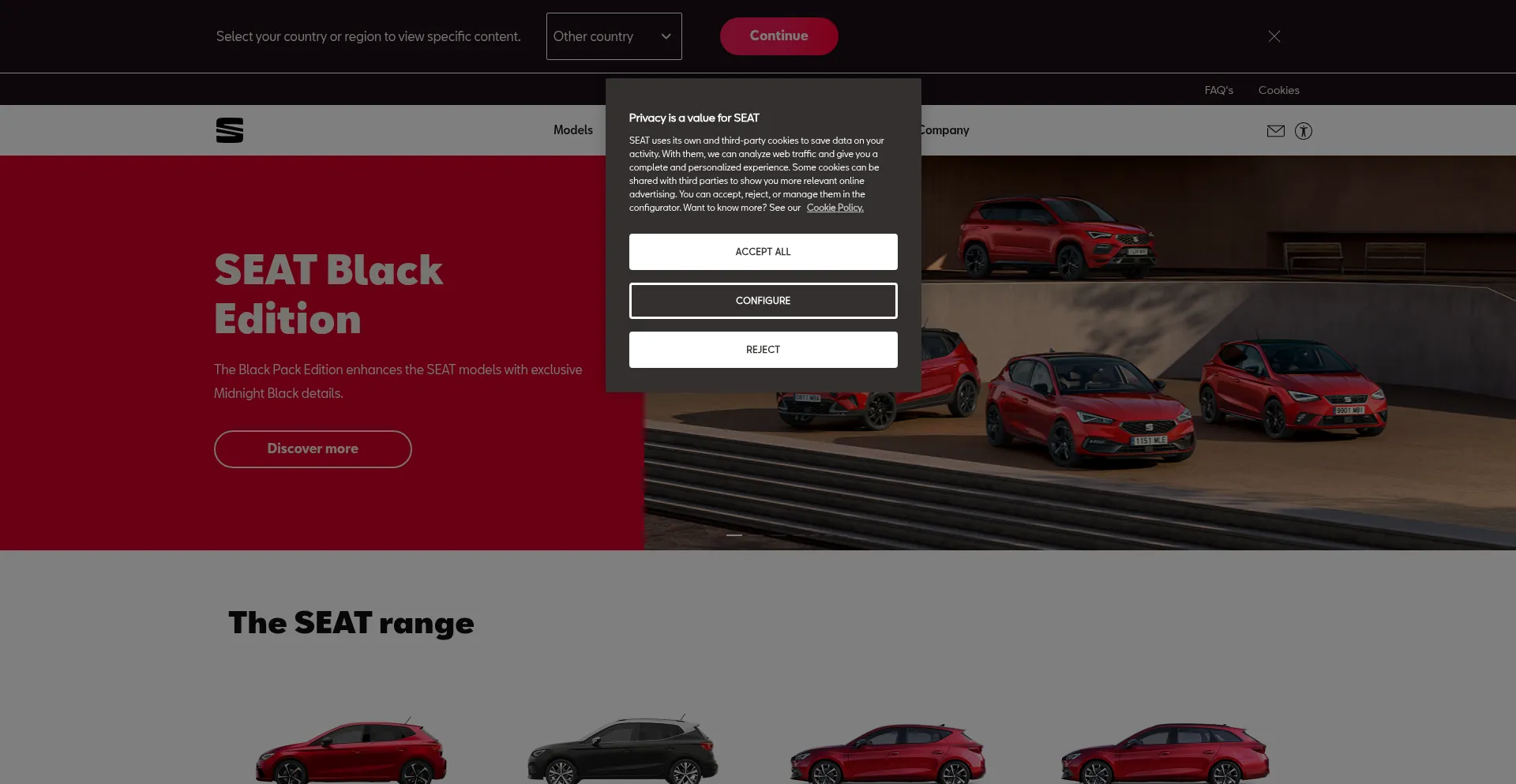 Website screenshot of Seat.com