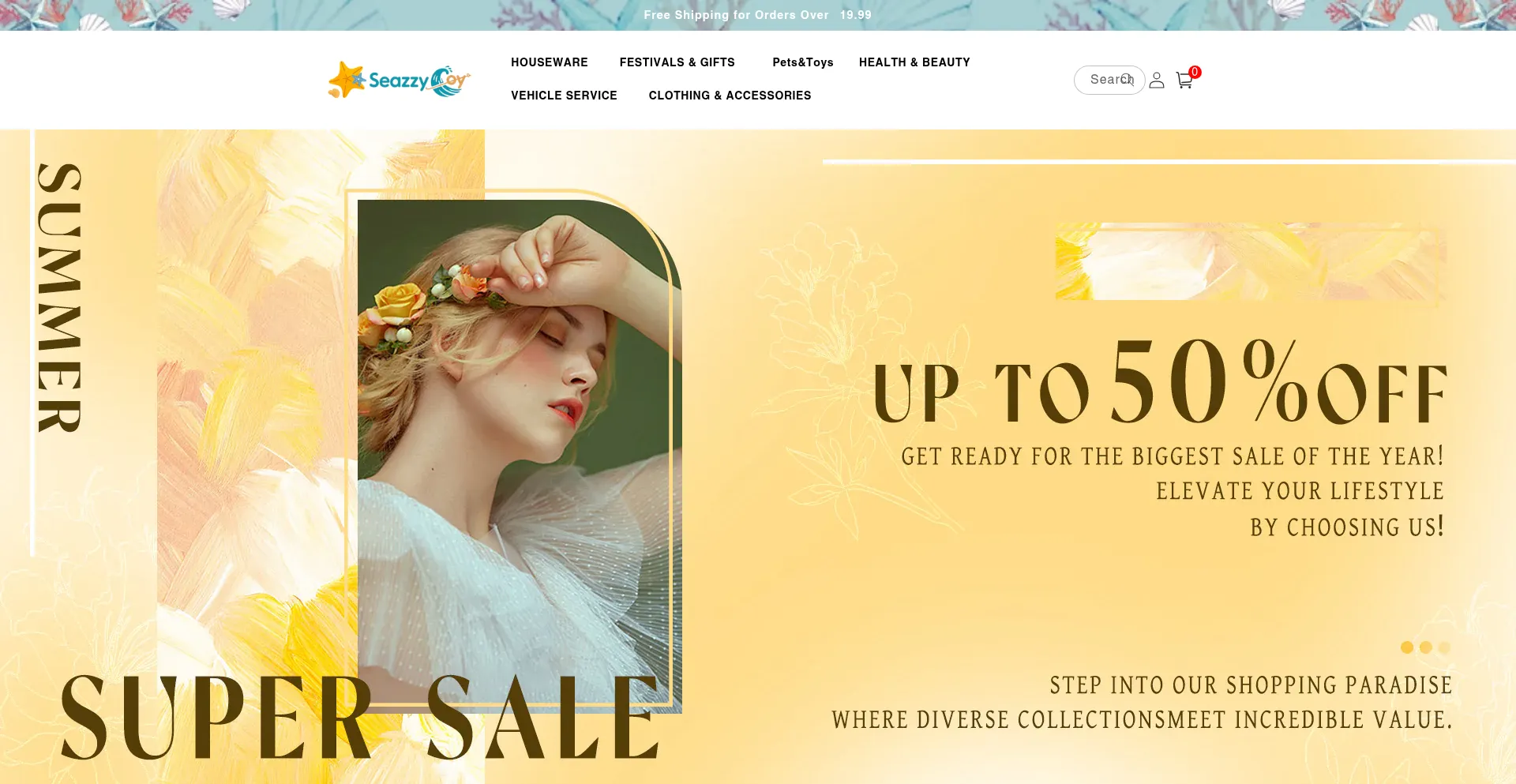 Website screenshot of Seazzyjoy.com