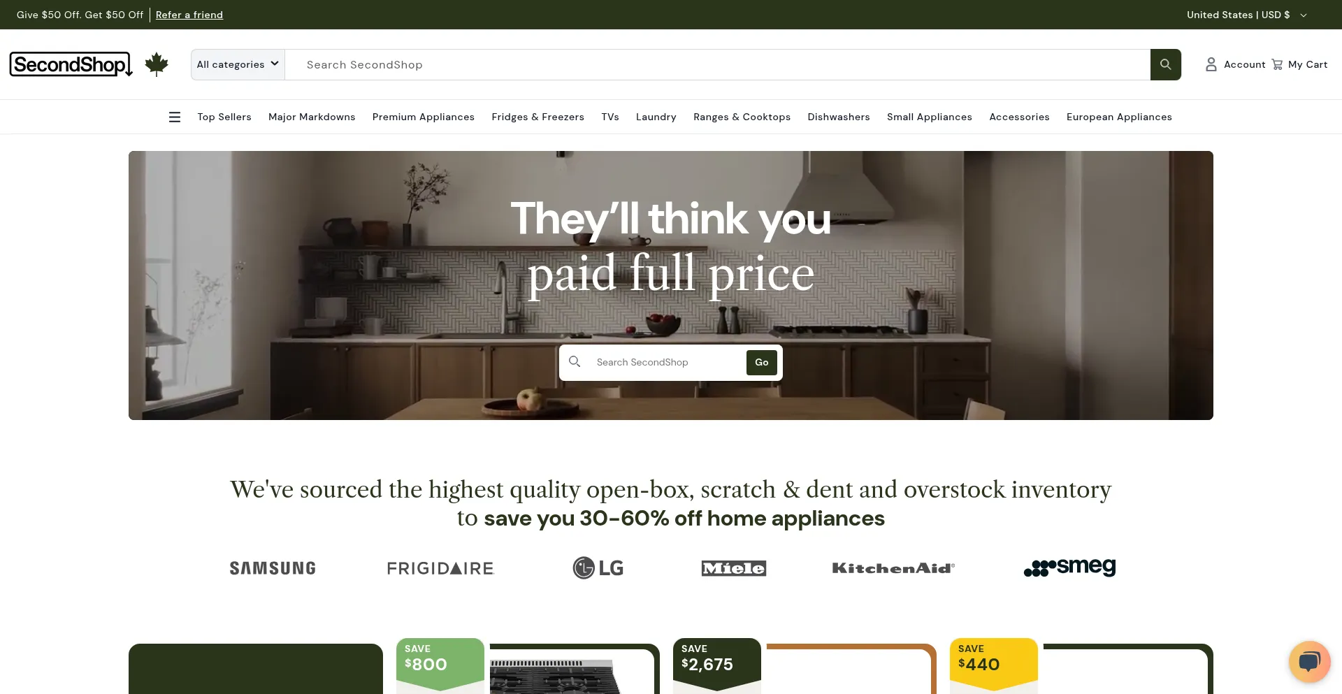 Website screenshot of Secondshop.ca