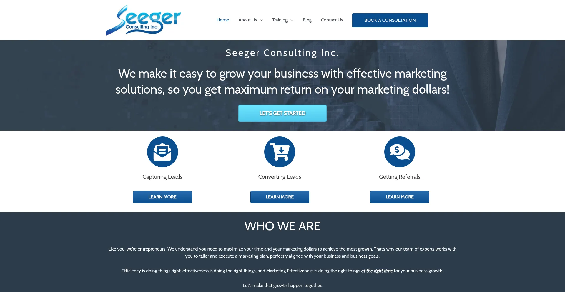 Website screenshot of Seegerconsultinginc.com