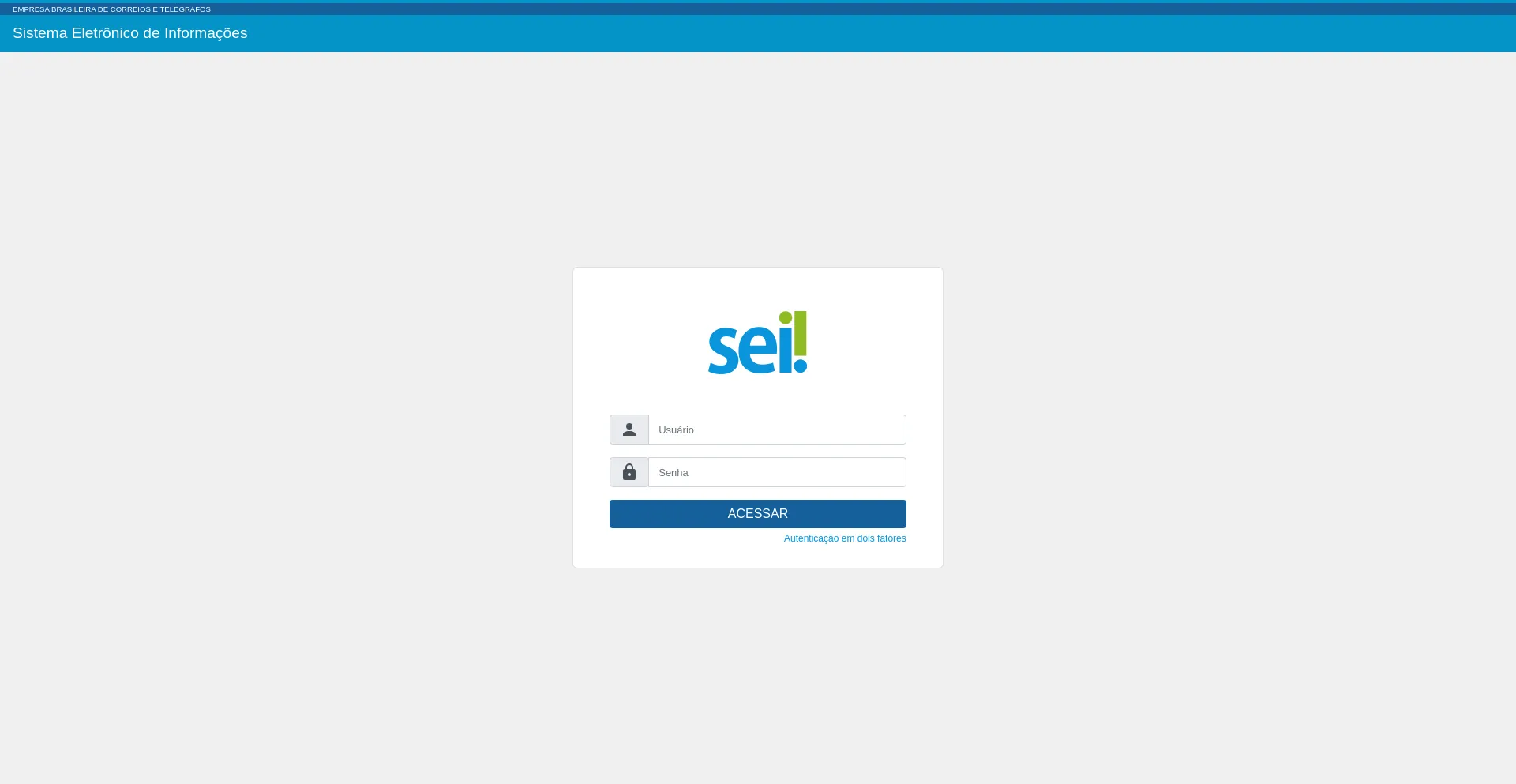 Website screenshot of Sei.correios.com.br
