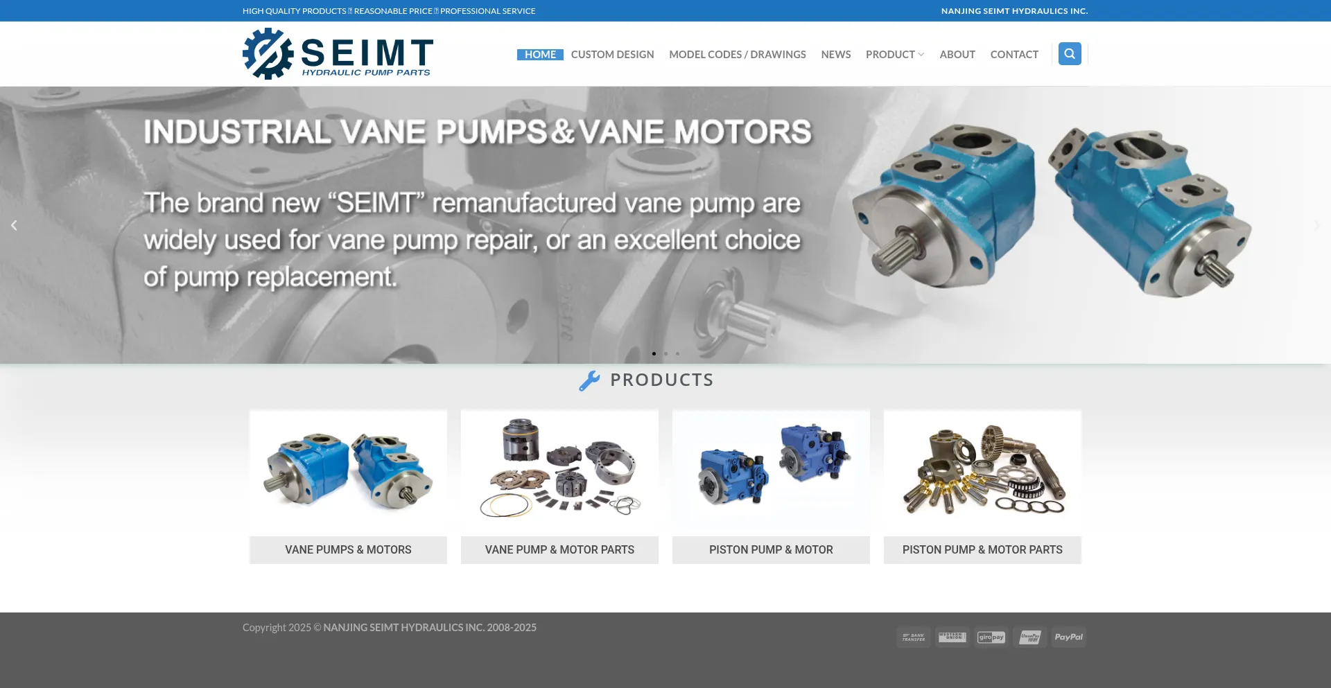 Website screenshot of Seimthydraulics.com