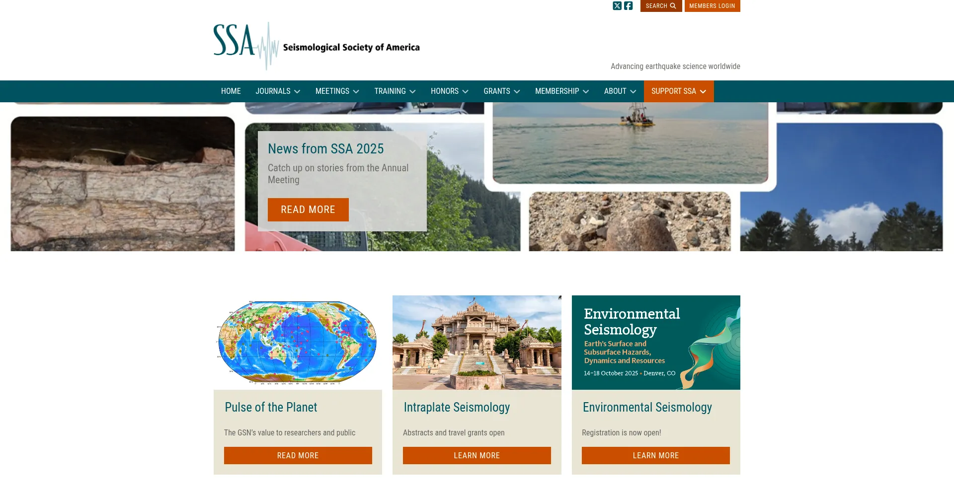 Website screenshot of Seismosoc.org