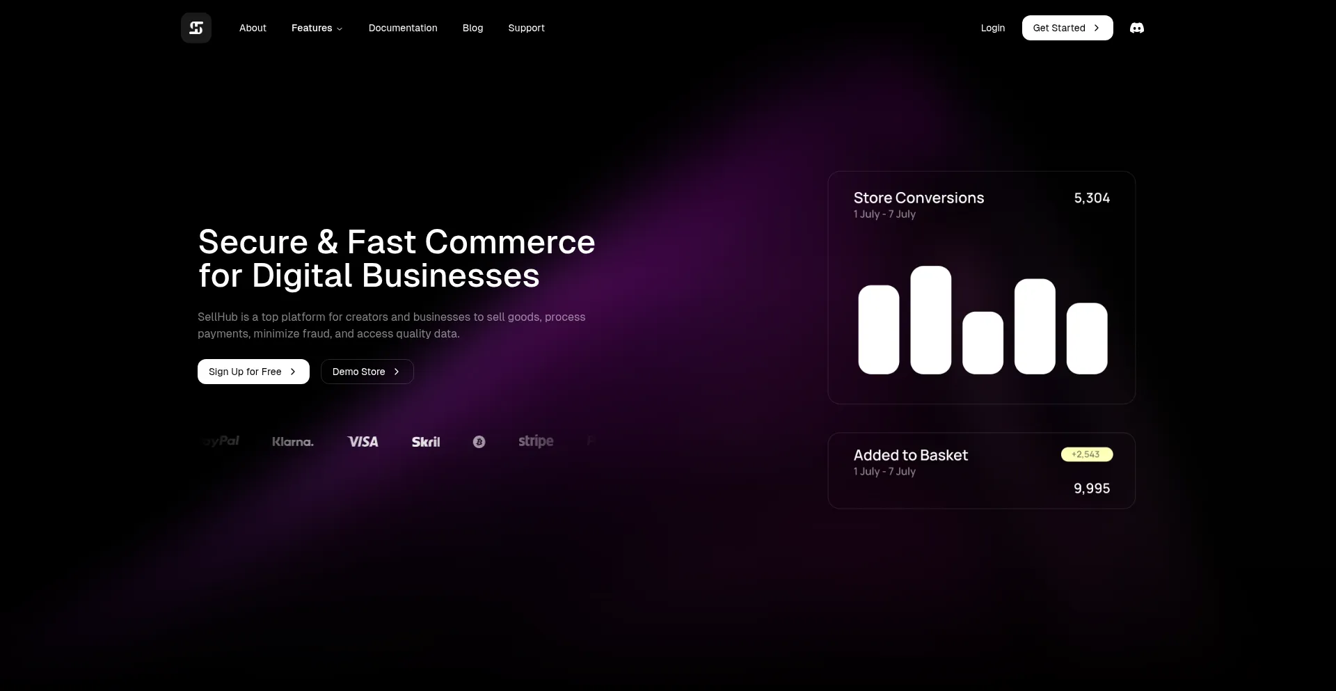 Website screenshot of Sellhub.cx