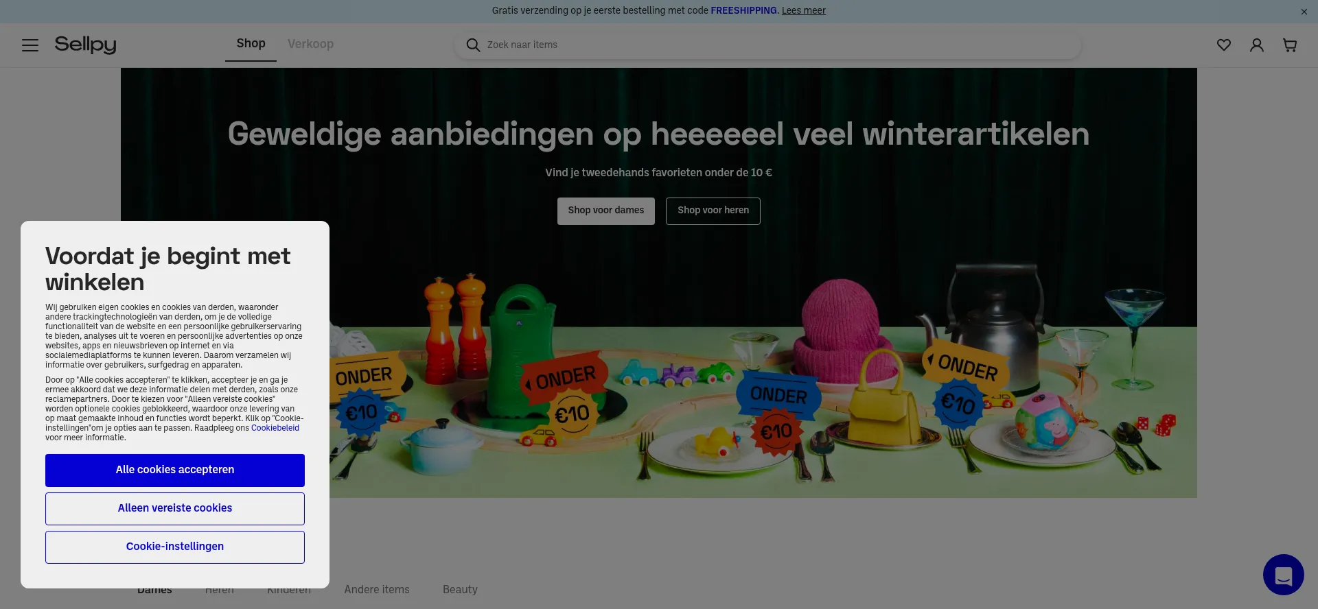 Website screenshot of Sellpy.be