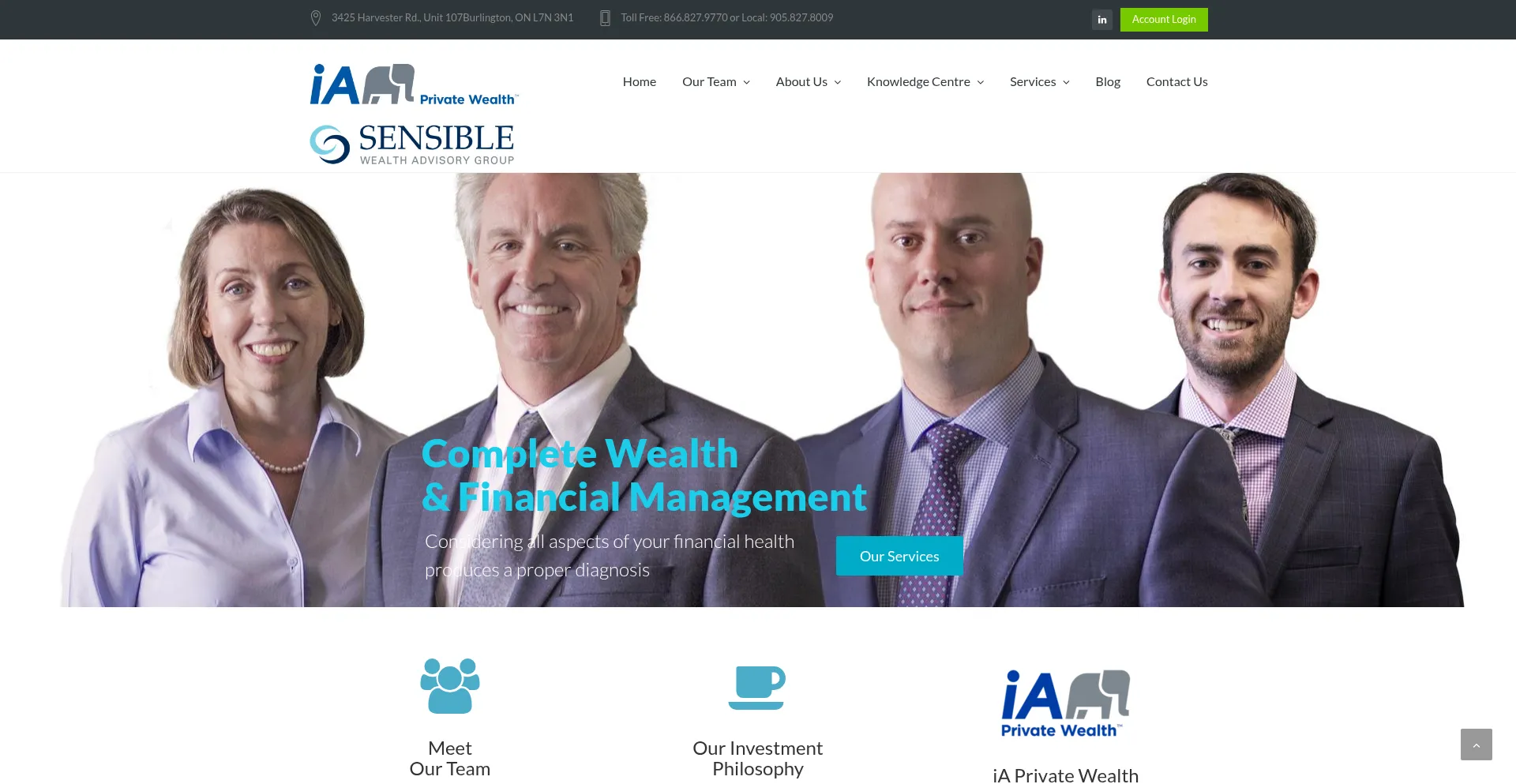 Website screenshot of Sensiblewealth.ca