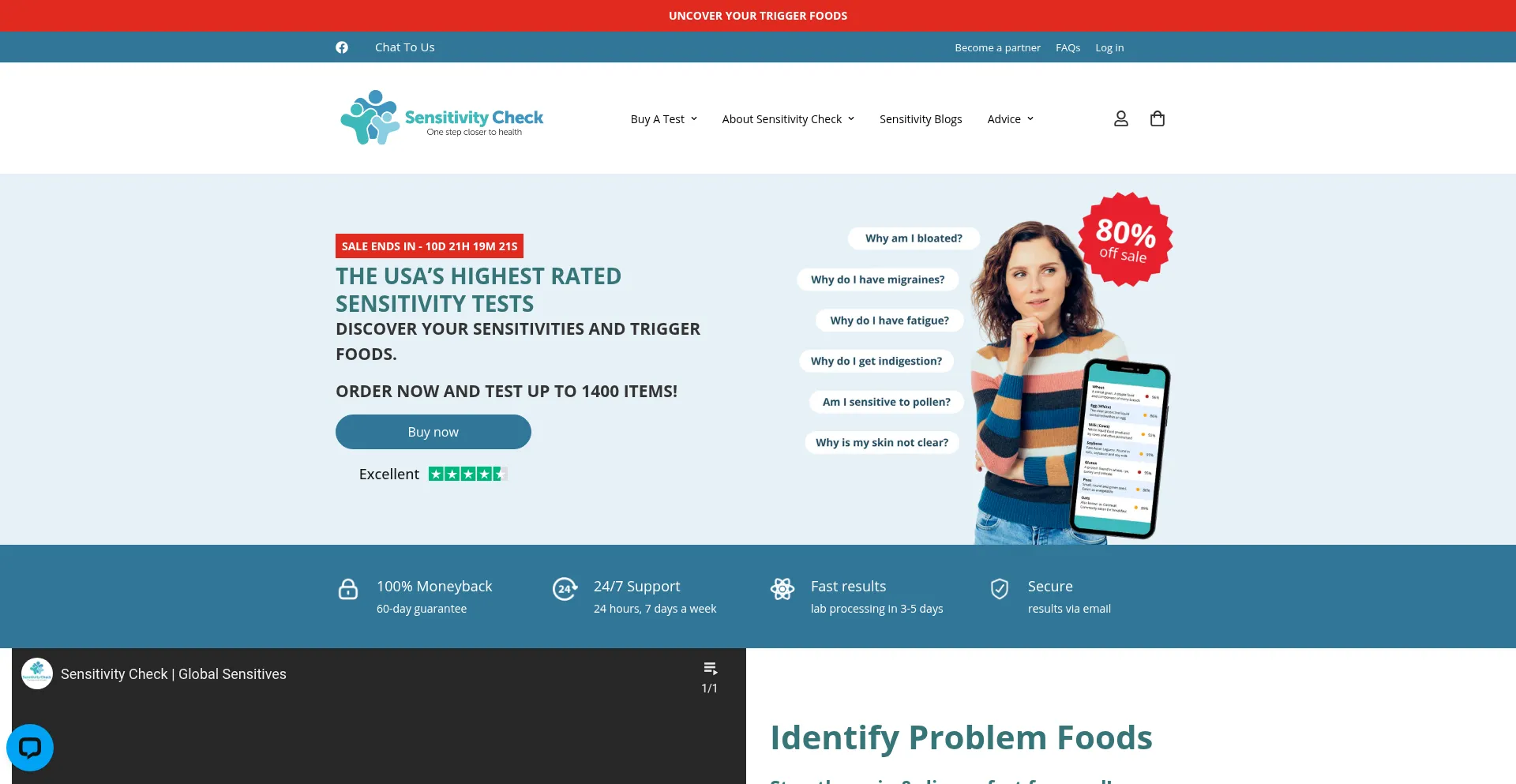 Website screenshot of Sensitivitycheckus.com