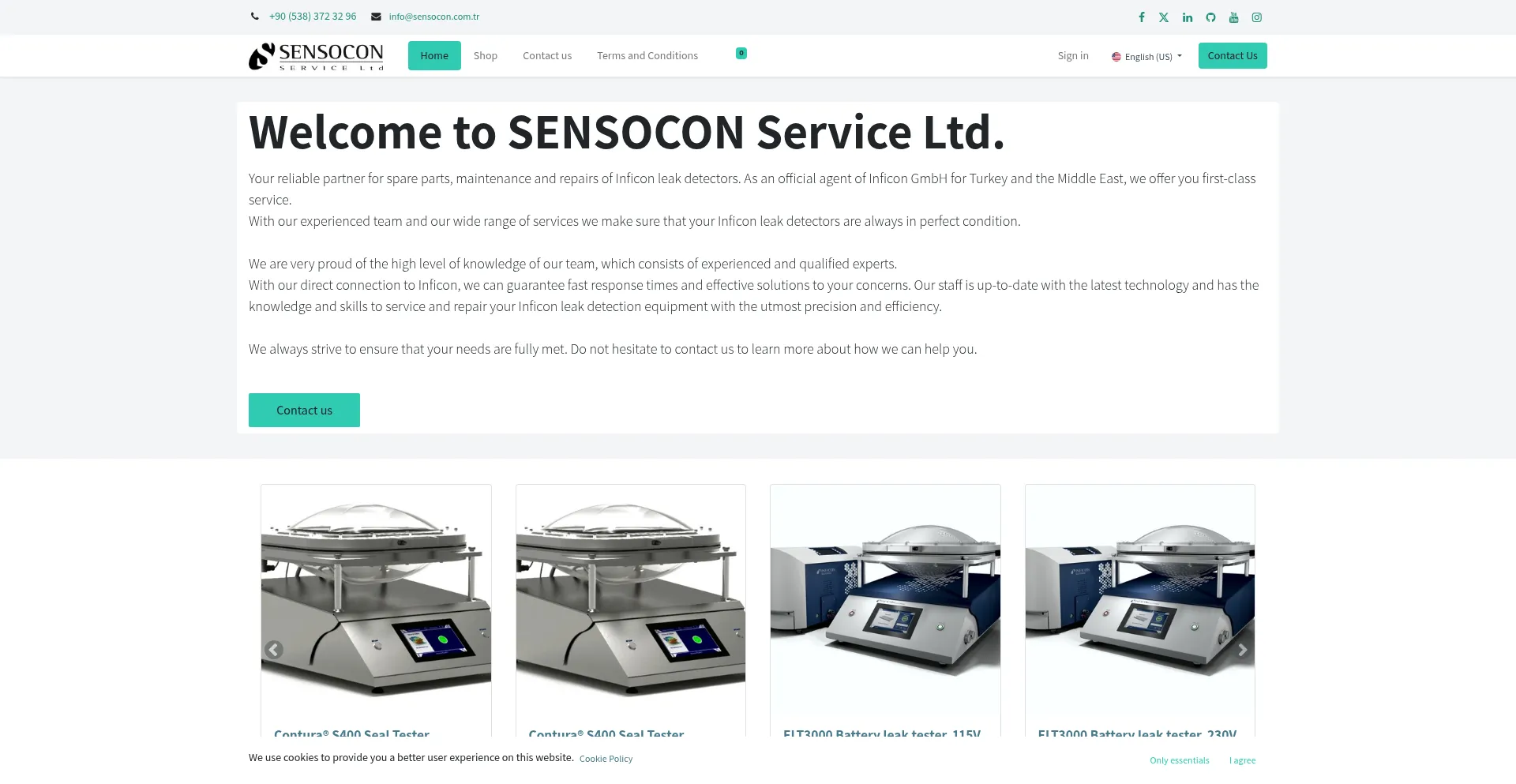 Website screenshot of Sensocon.com.tr
