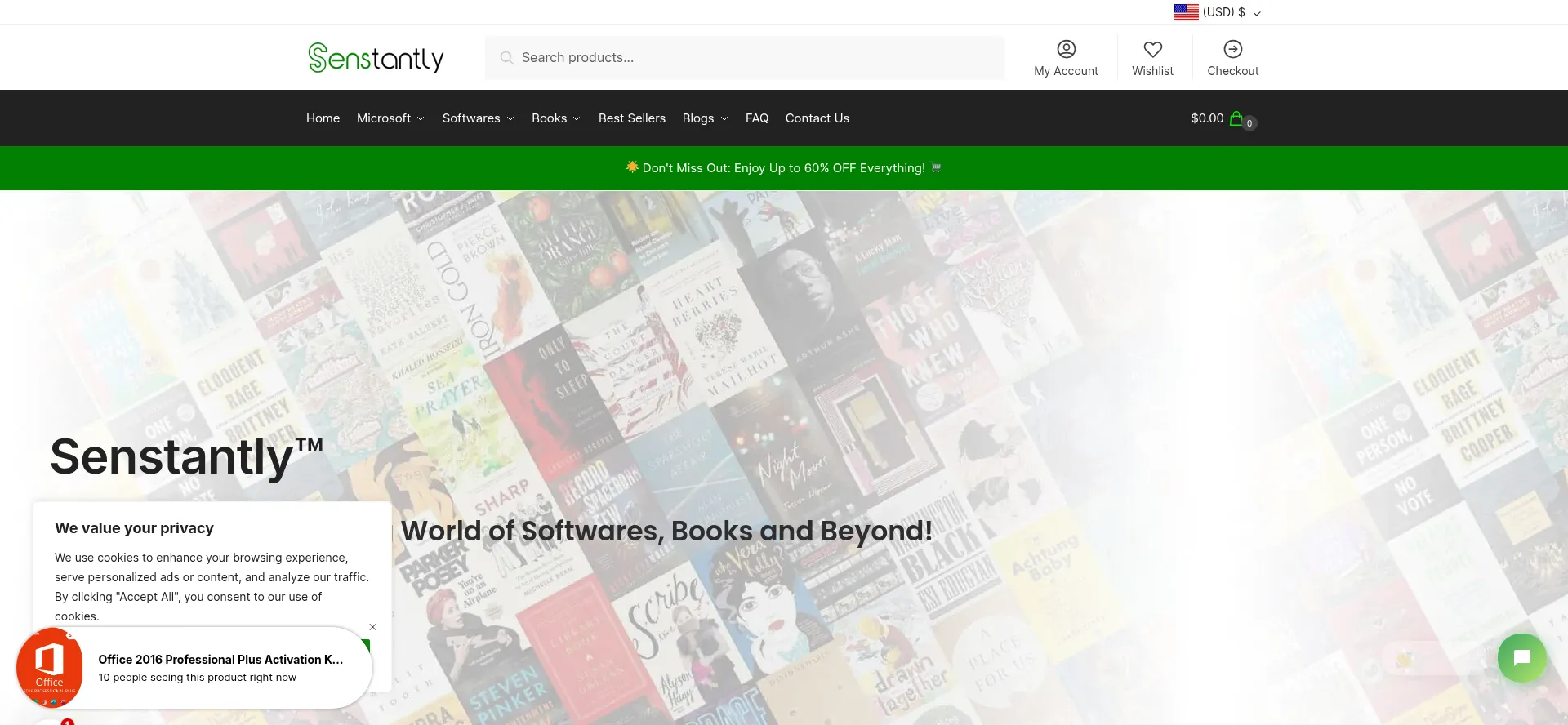 Website screenshot of Senstantly.com