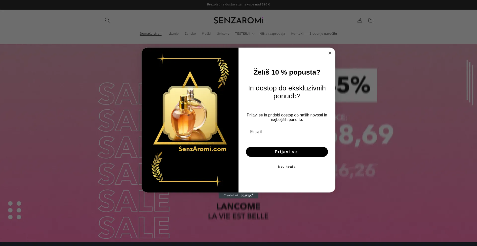 Website screenshot of Senzaromi.com