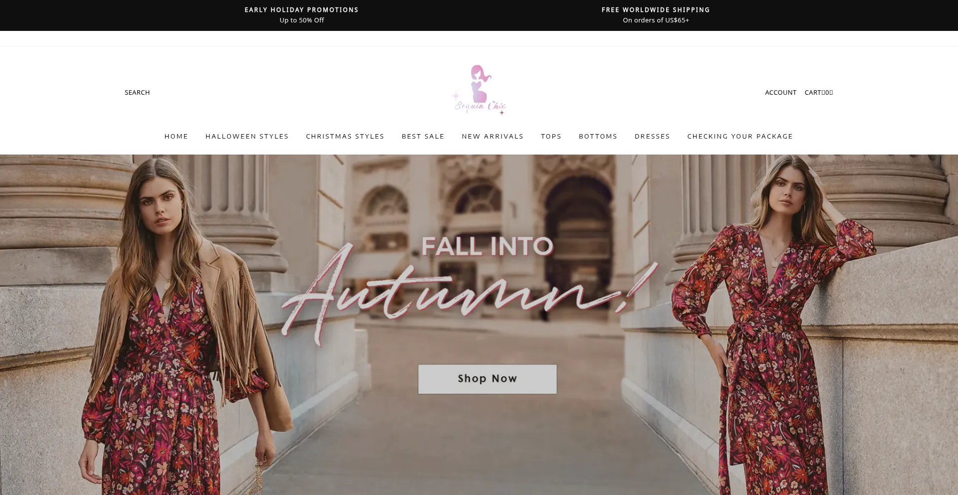 Website screenshot of Sequinchic.com