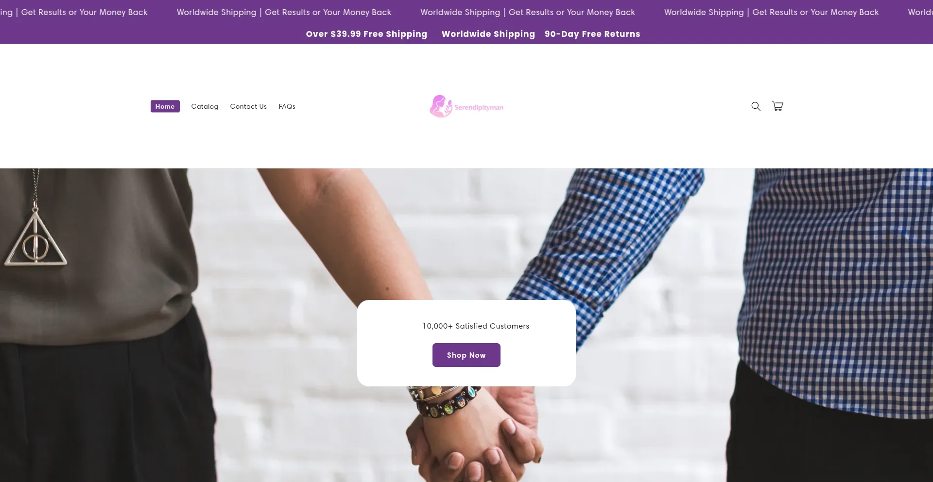 Website screenshot of Serendipityman.com