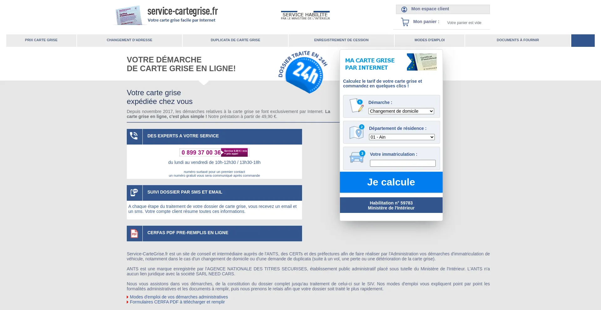¿És Seguro y Confiable Service-cartegrise.fr?