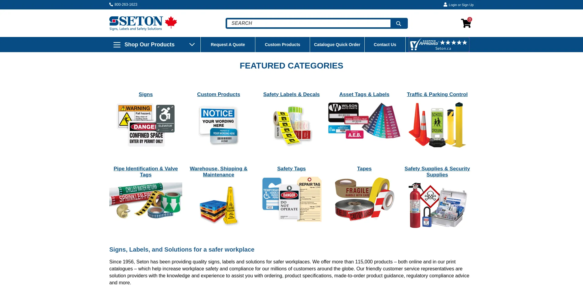Website screenshot of Seton.ca