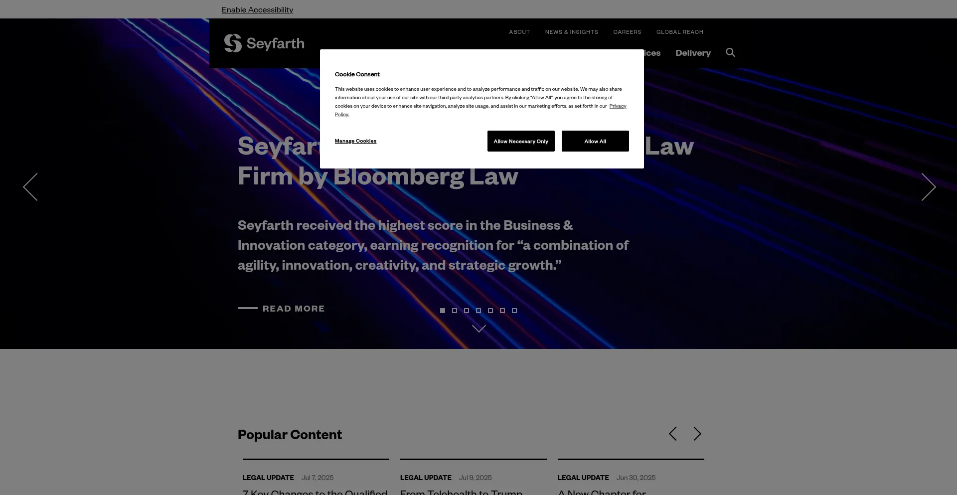 Website screenshot of Seyfarth.com
