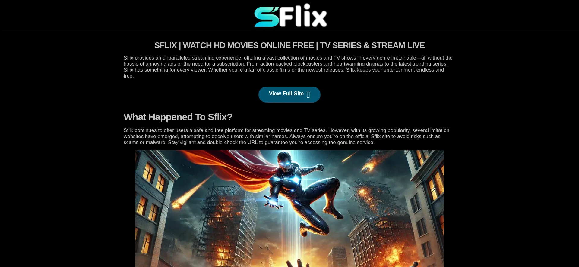Website screenshot of Sflix.com.im