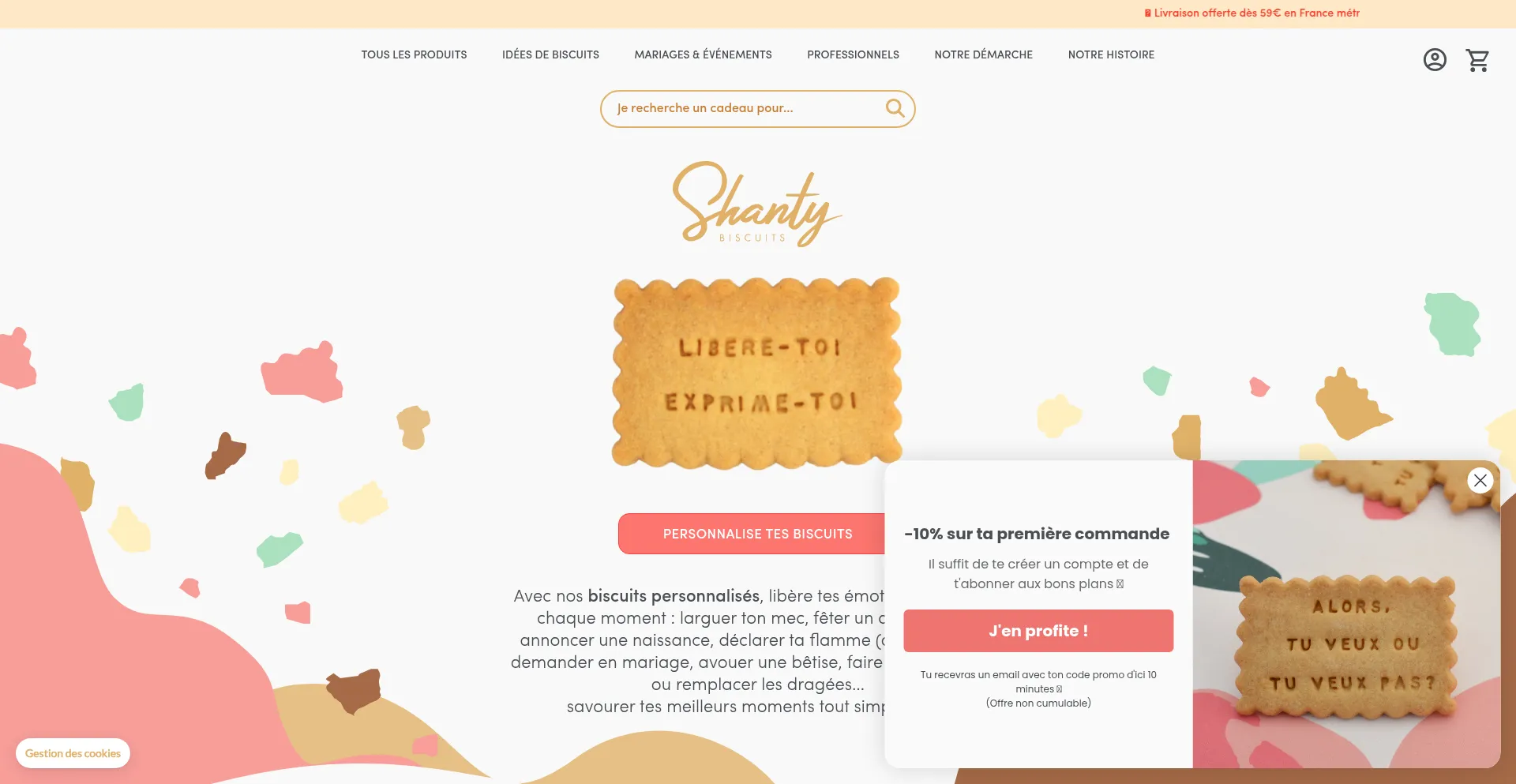 Website screenshot of Shantybiscuits.com