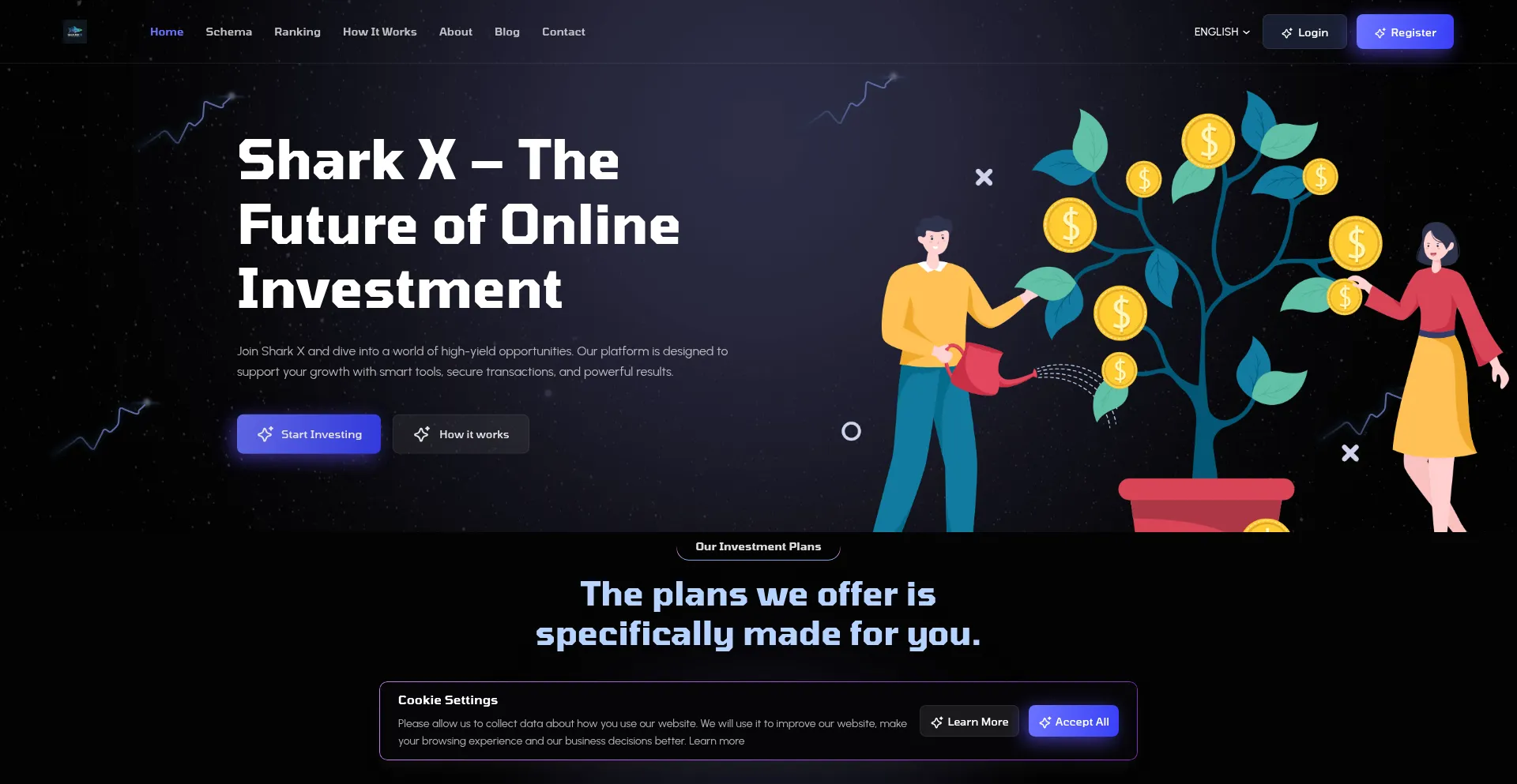 Website screenshot of Sharkx.pro