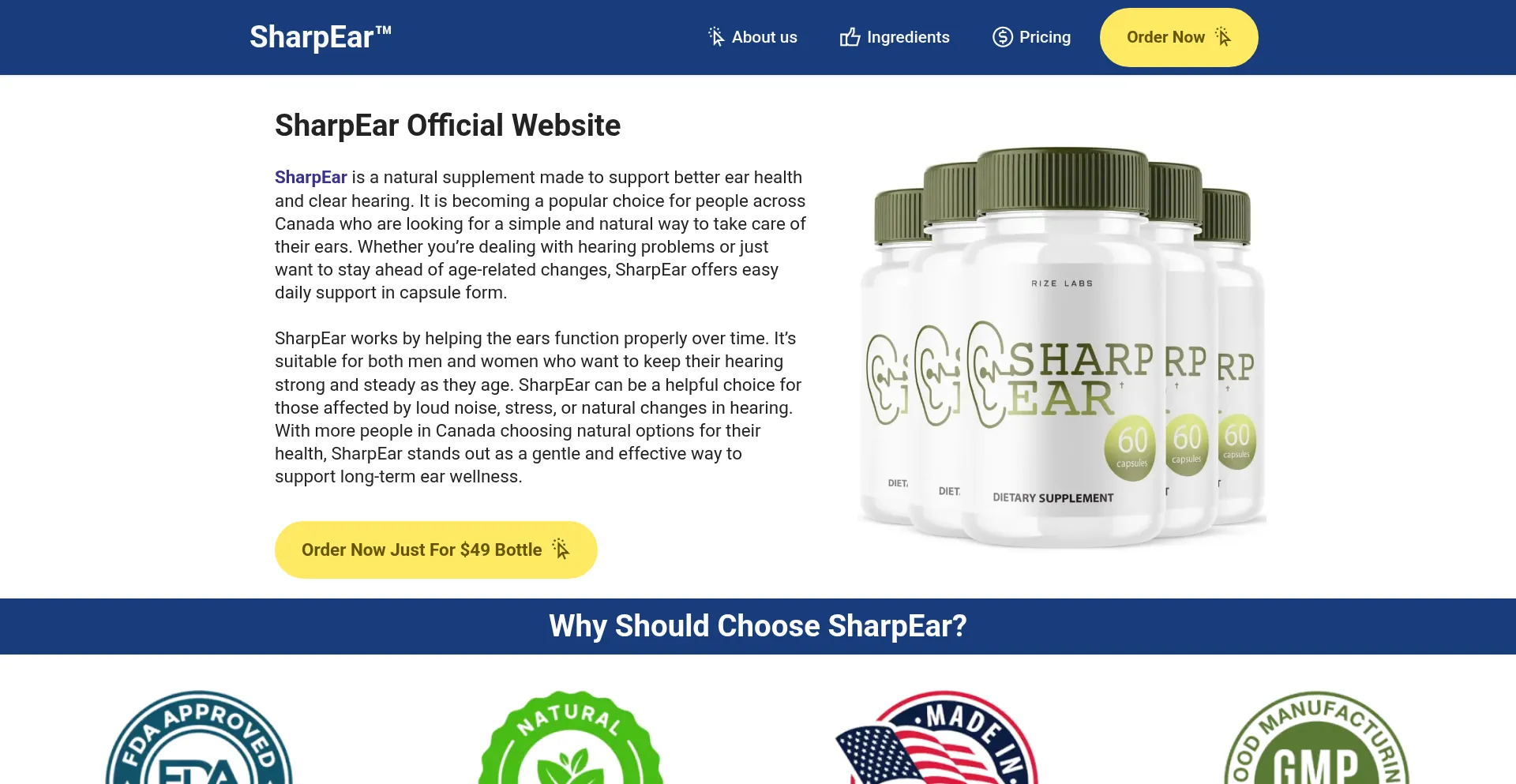 Website screenshot of Sharpear.ca