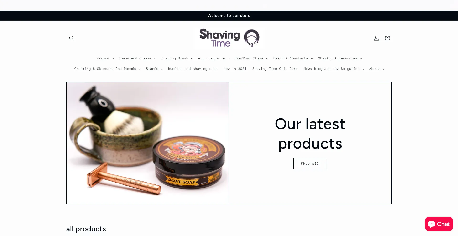 Website screenshot of Shavingtime.co.uk