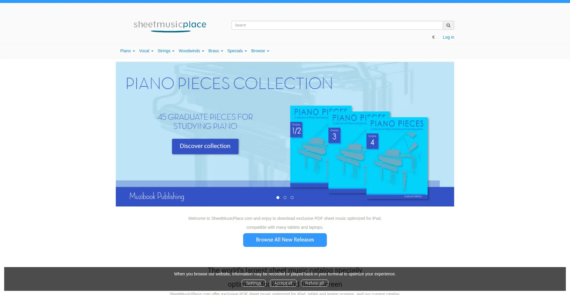 Website screenshot of Sheetmusicplace.com