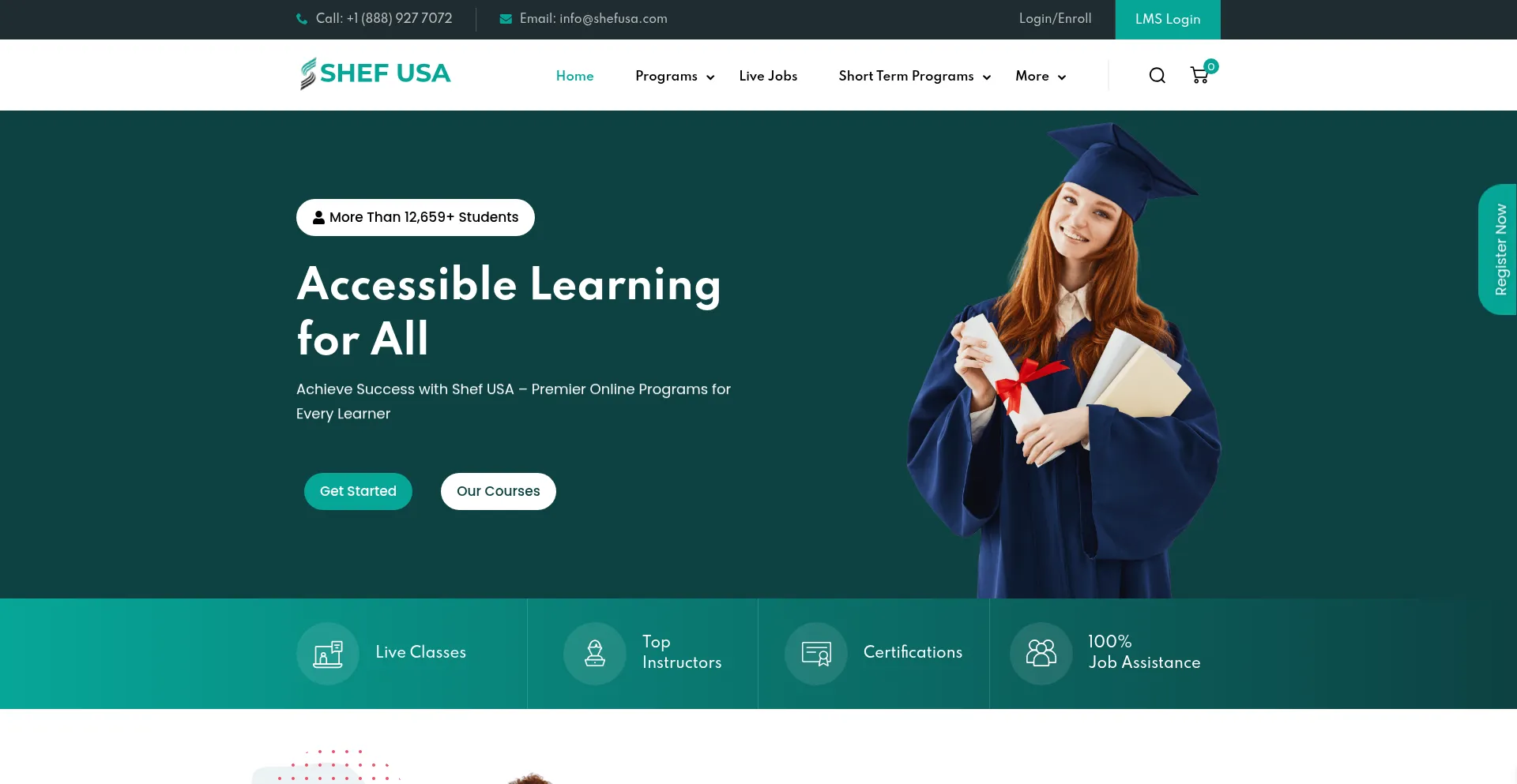 Website screenshot of Shefusa.com