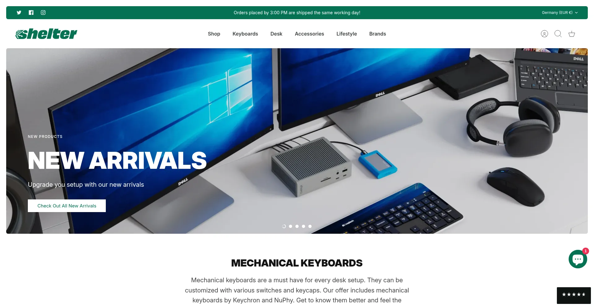 Website screenshot of Shelter.shop