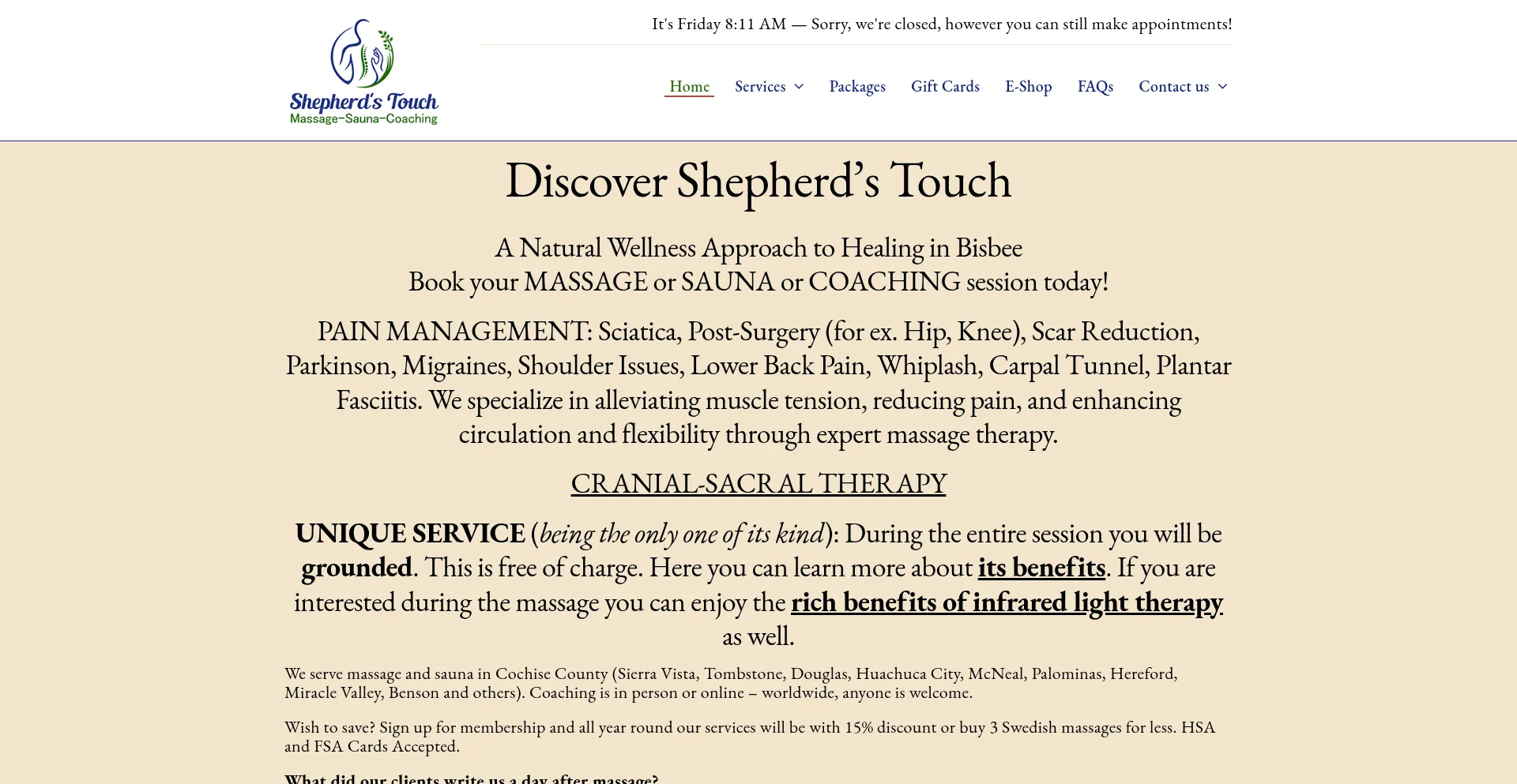 Website screenshot of Shepherdstouch.net