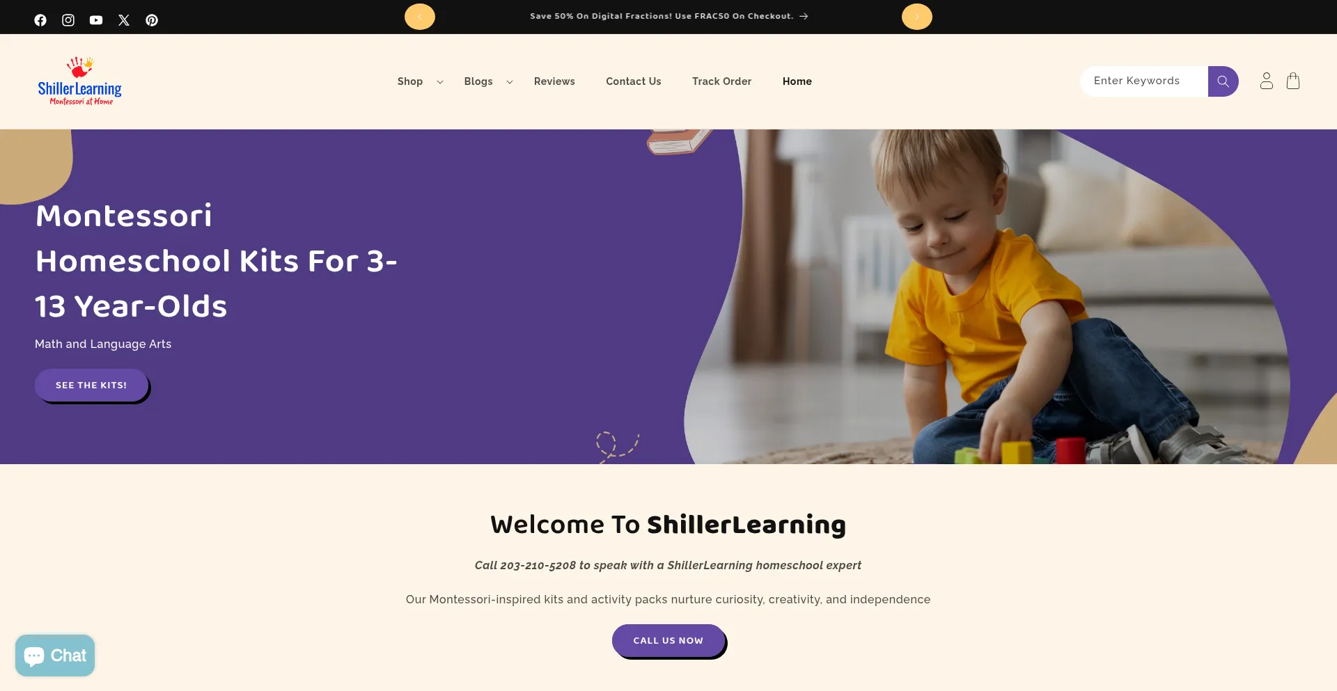 Website screenshot of Shillerlearning.com
