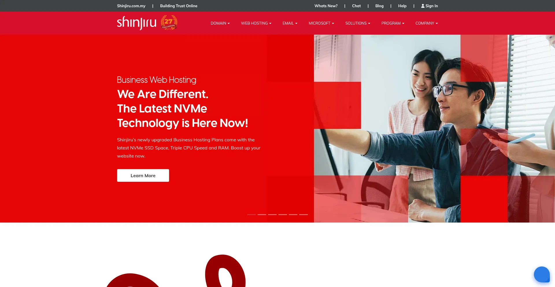 Website screenshot of Shinjiru.com.my