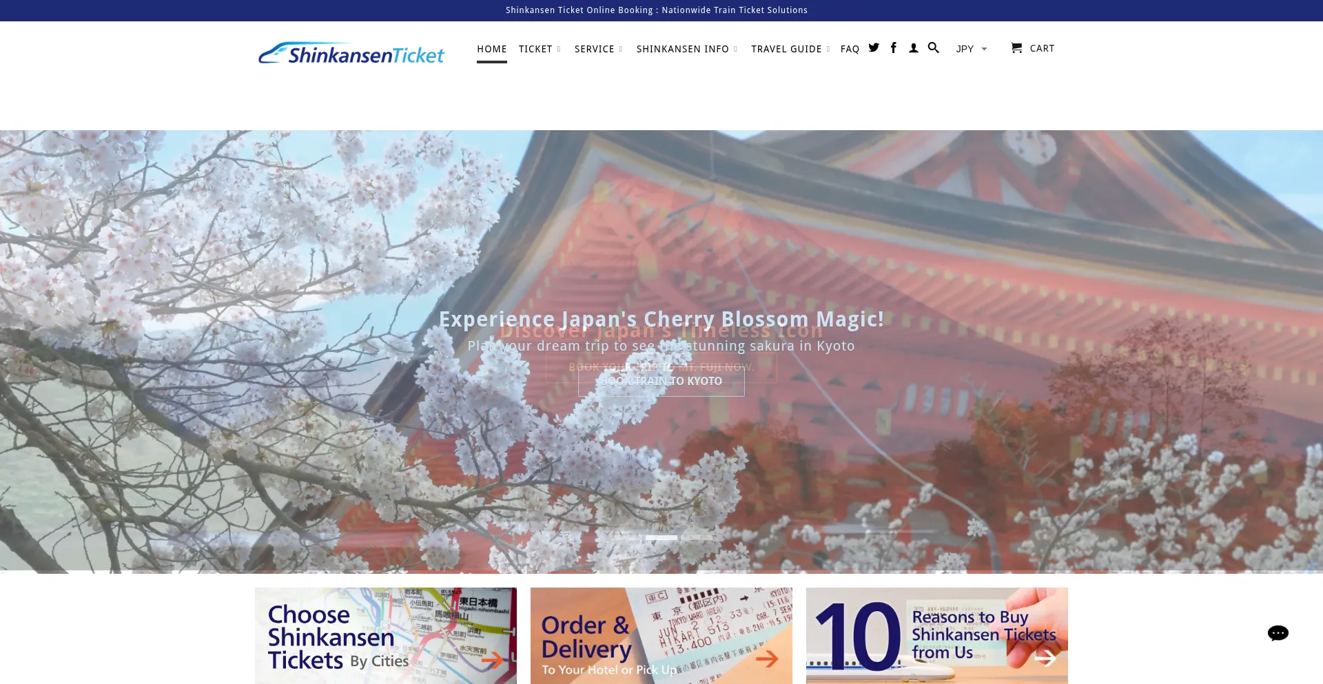 Website screenshot of Shinkansen-ticket.com