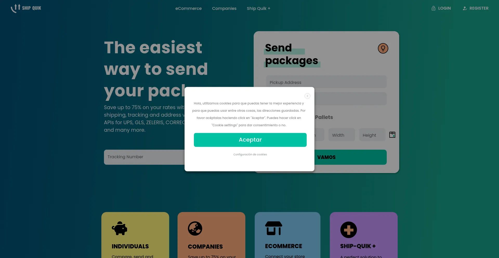 Website screenshot of Ship-quik.com