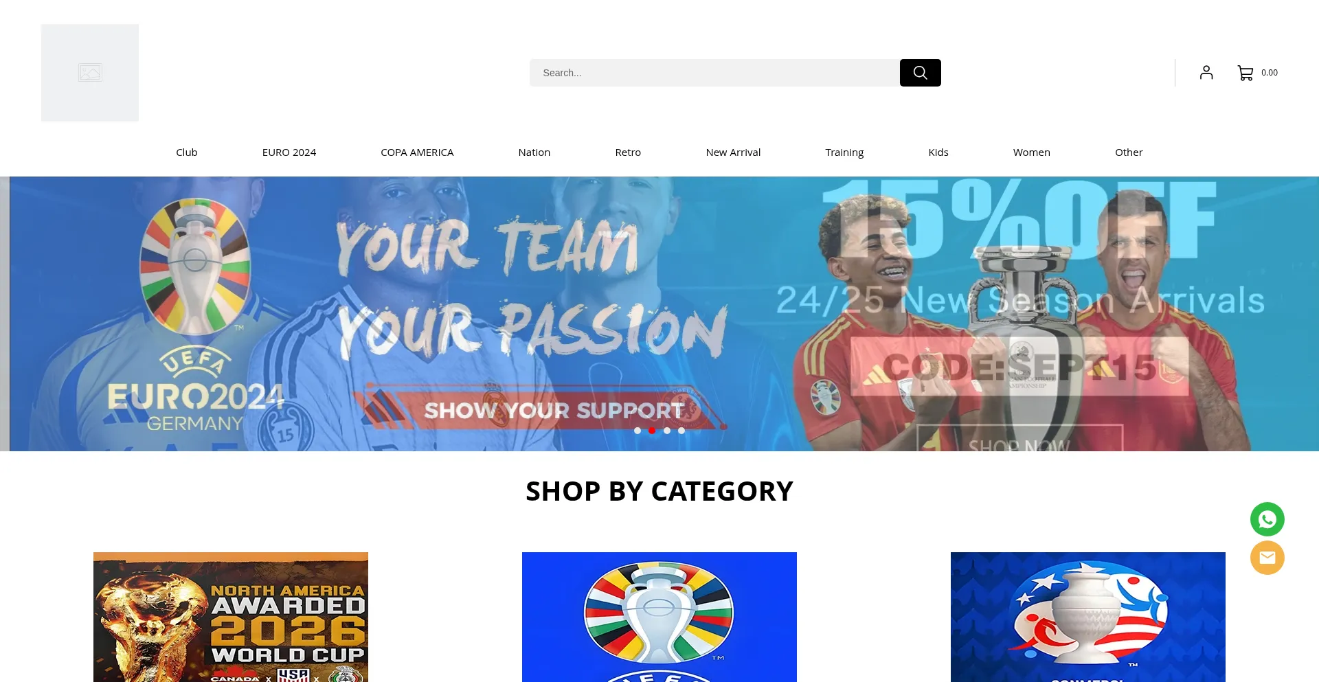Website screenshot of Shirtfc.com