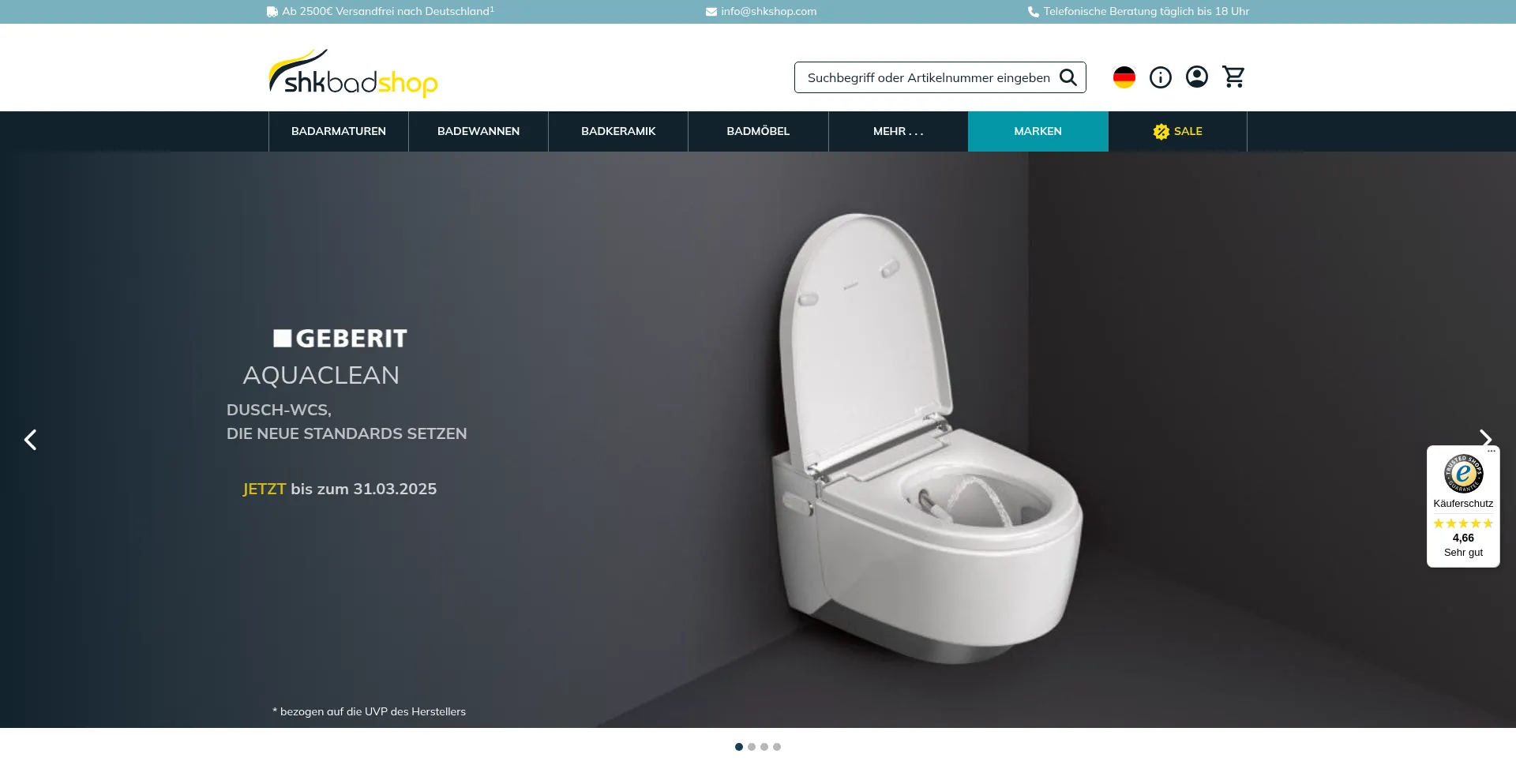 Website screenshot of Shkshop.com