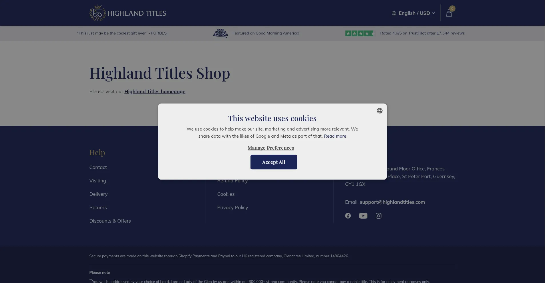 ¿És Seguro y Confiable Shop.highlandtitles.com?