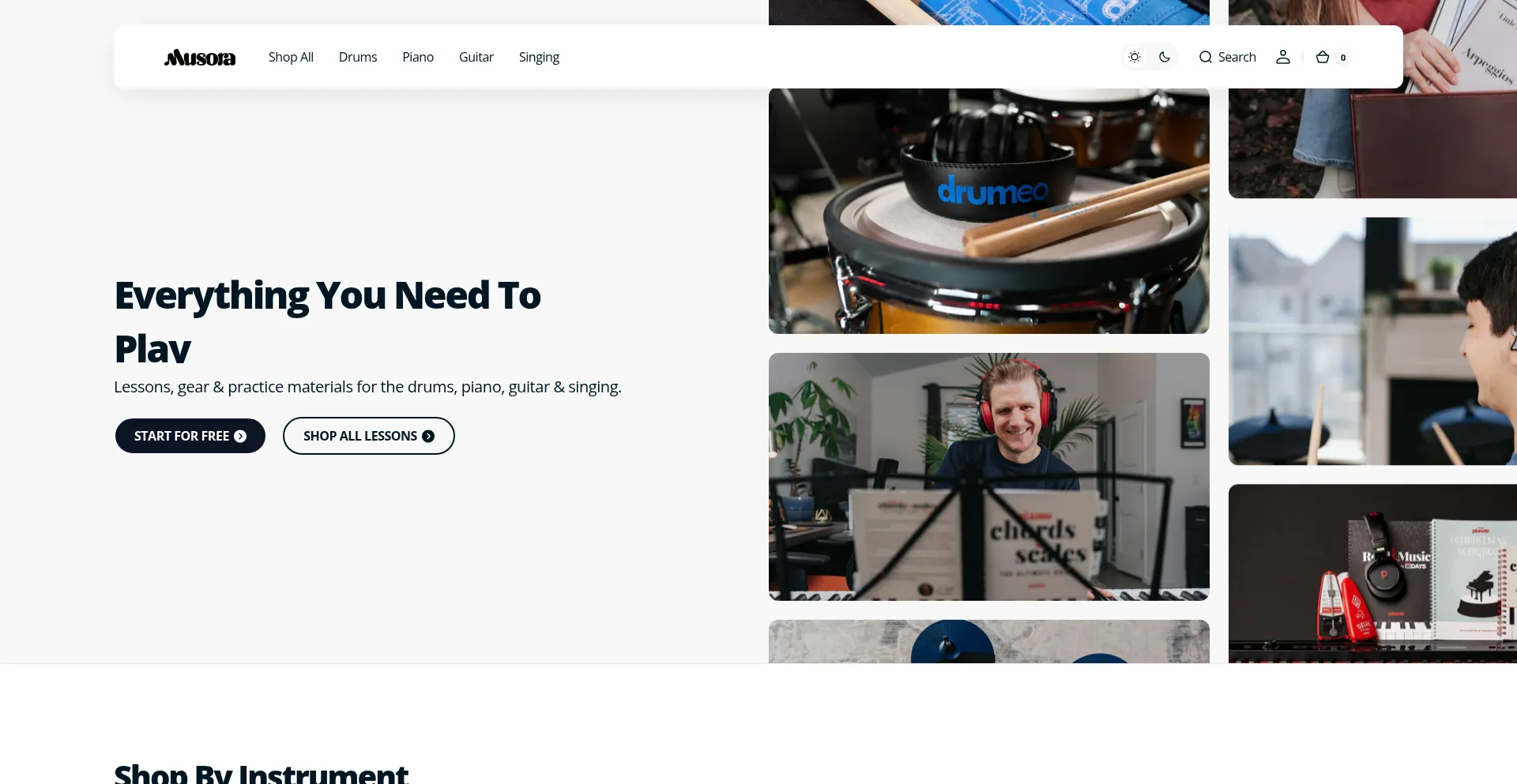 Website screenshot of Shop.musora.com