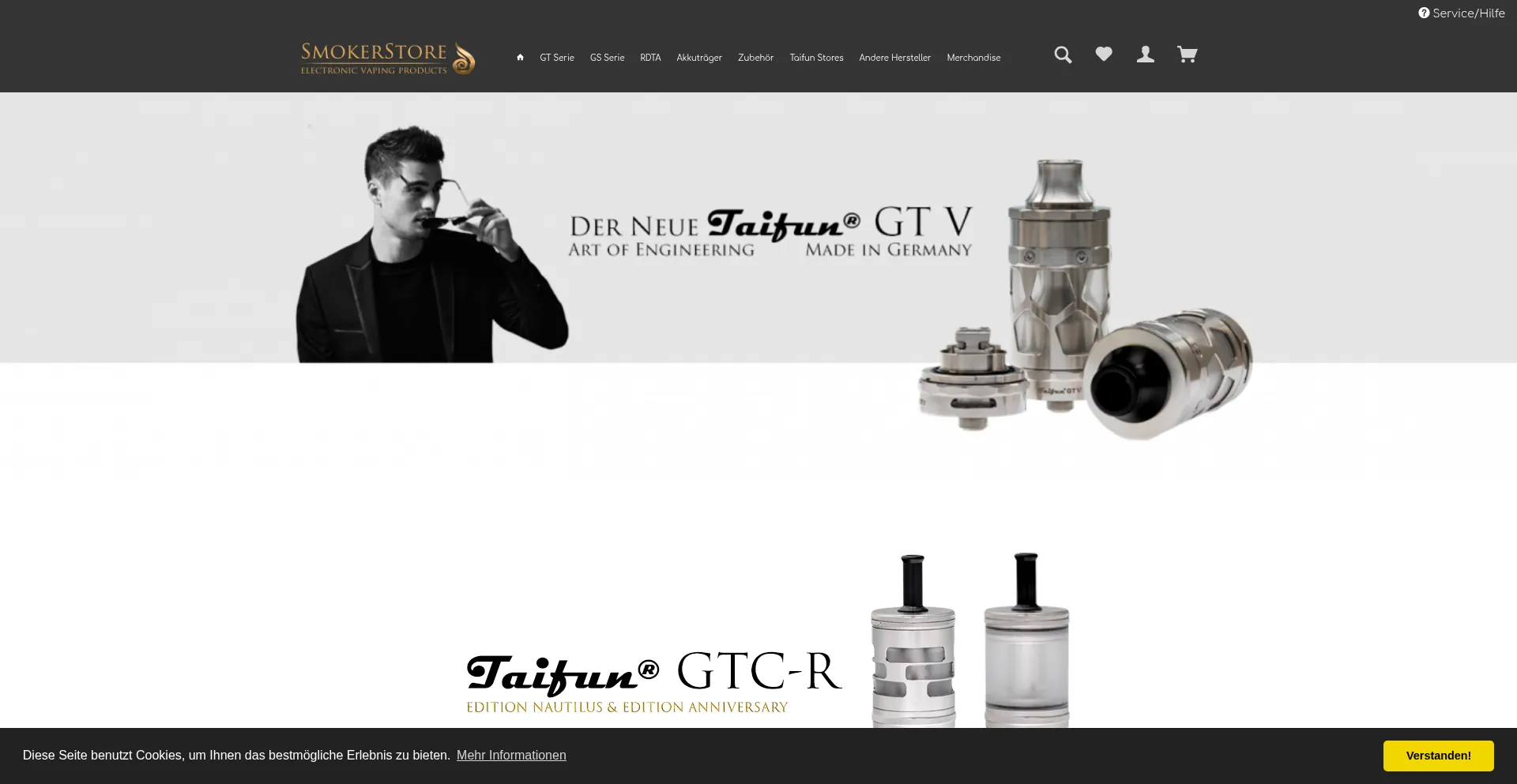 Website screenshot of Shop.smokerstore.de