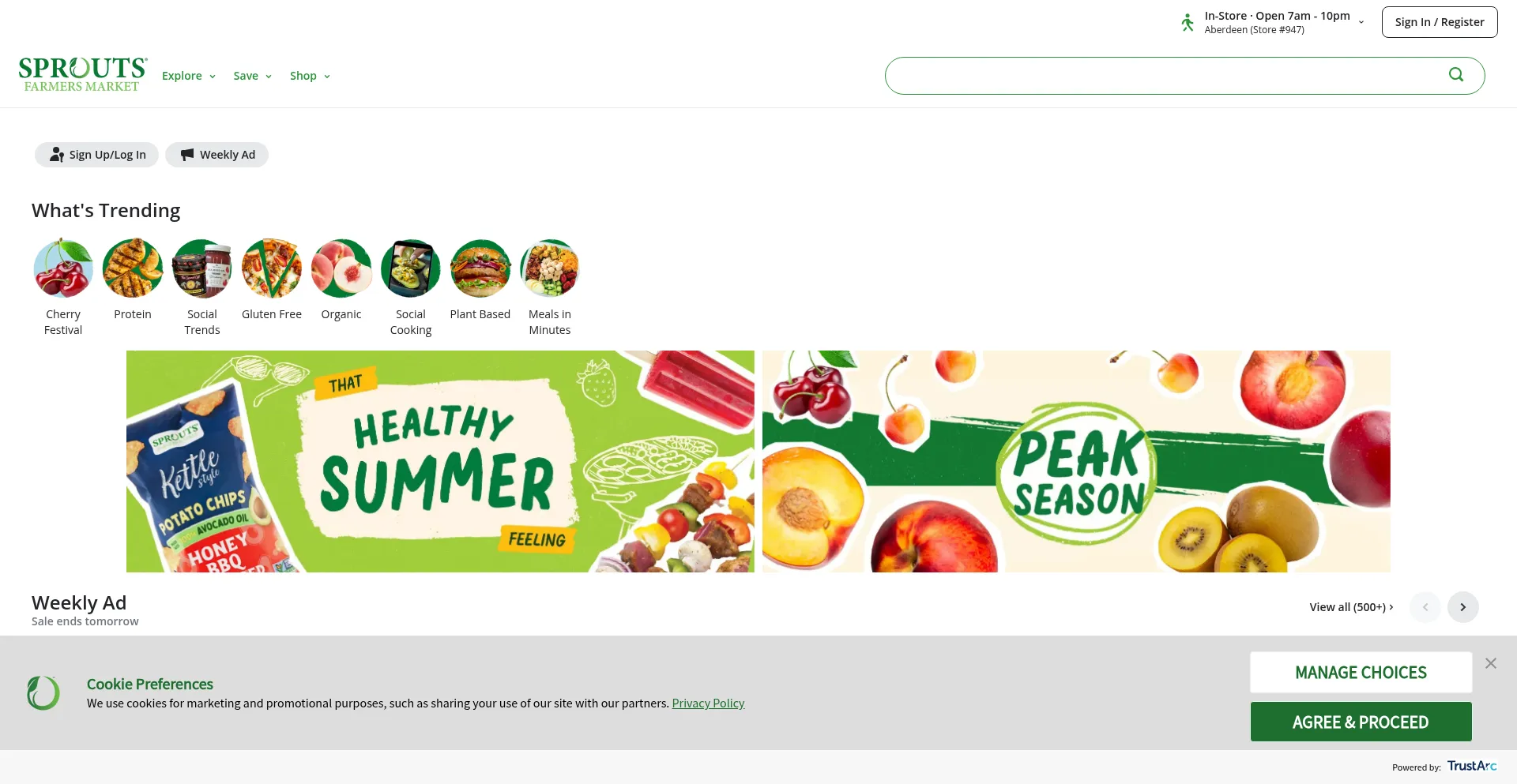 Website screenshot of Shop.sprouts.com
