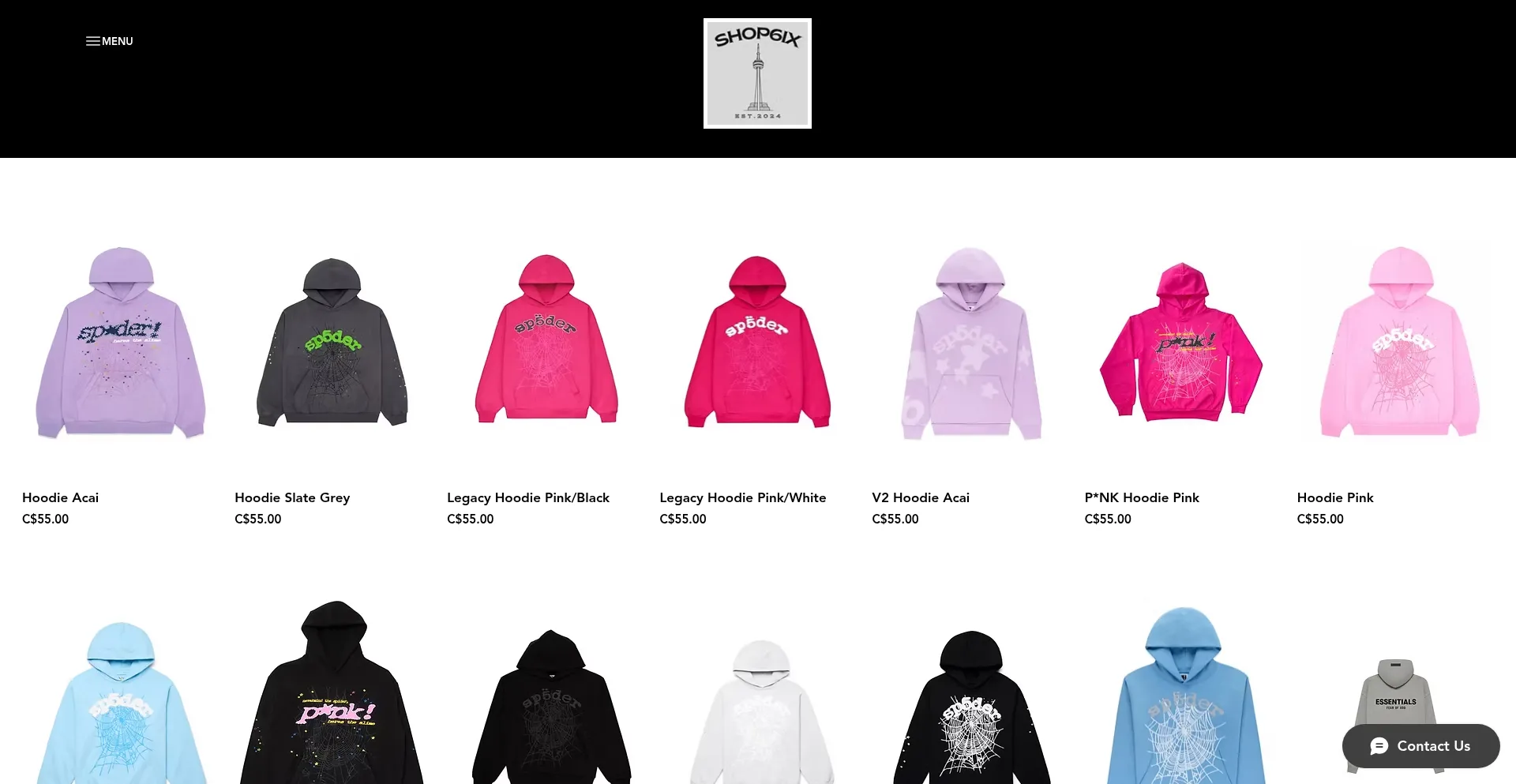 Website screenshot of Shop6ix.ca