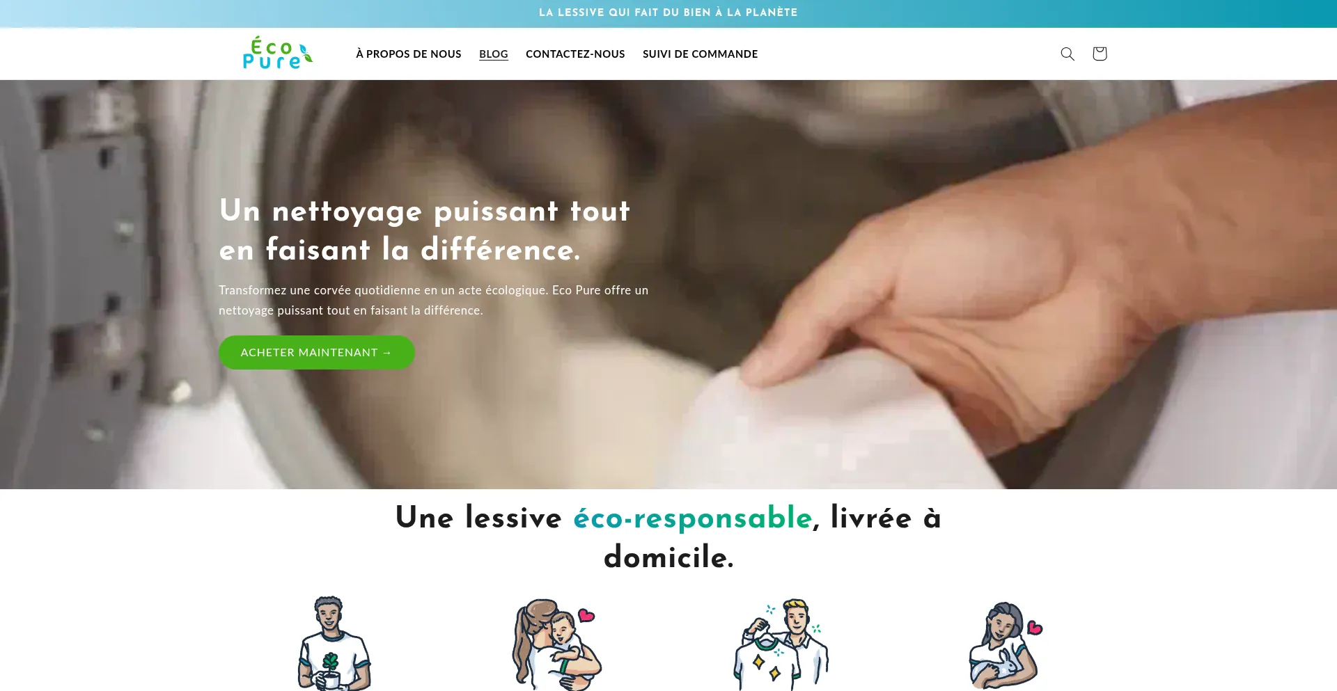 Website screenshot of Shop-ecopure.fr