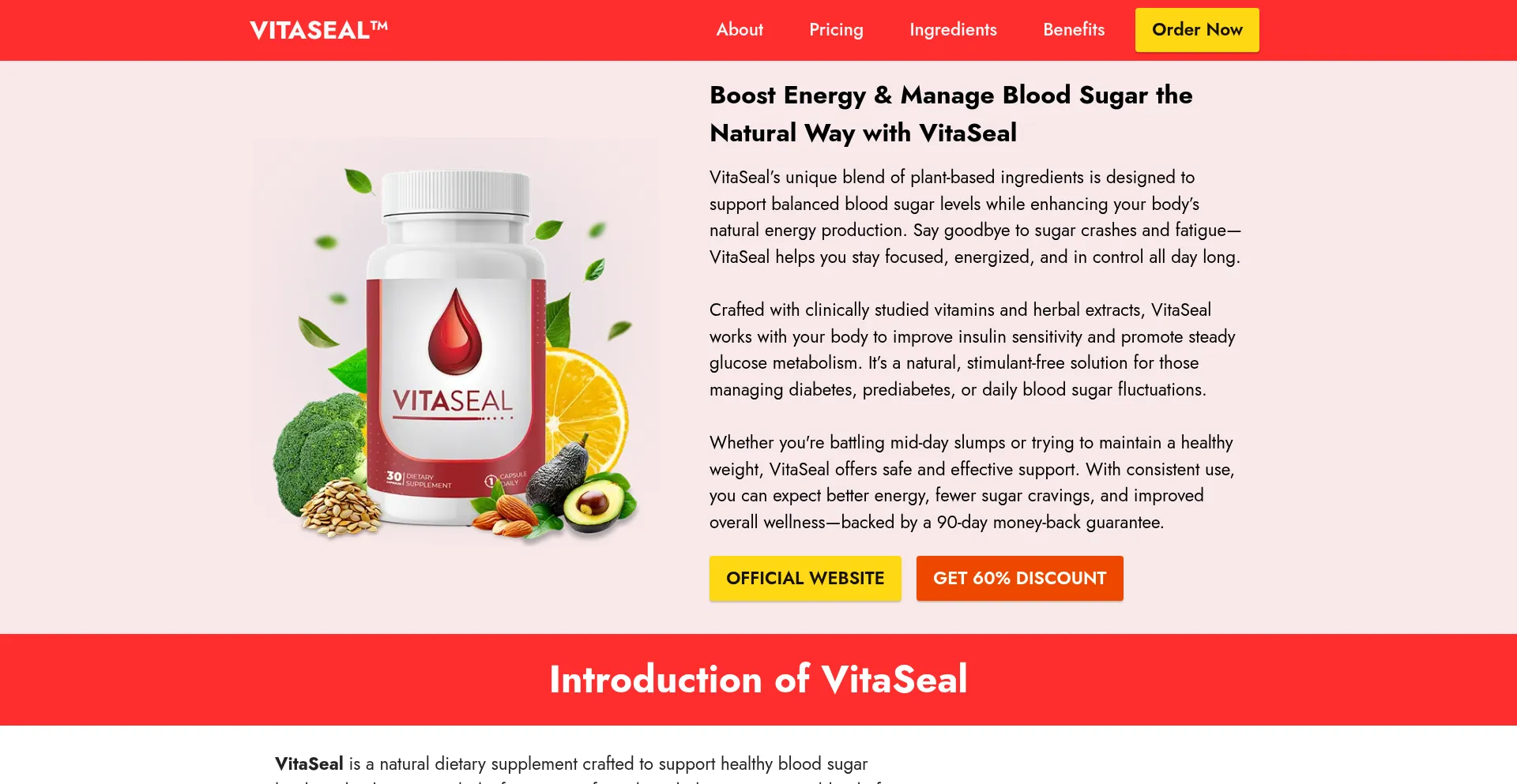 Website screenshot of Shop-vitaseal.com