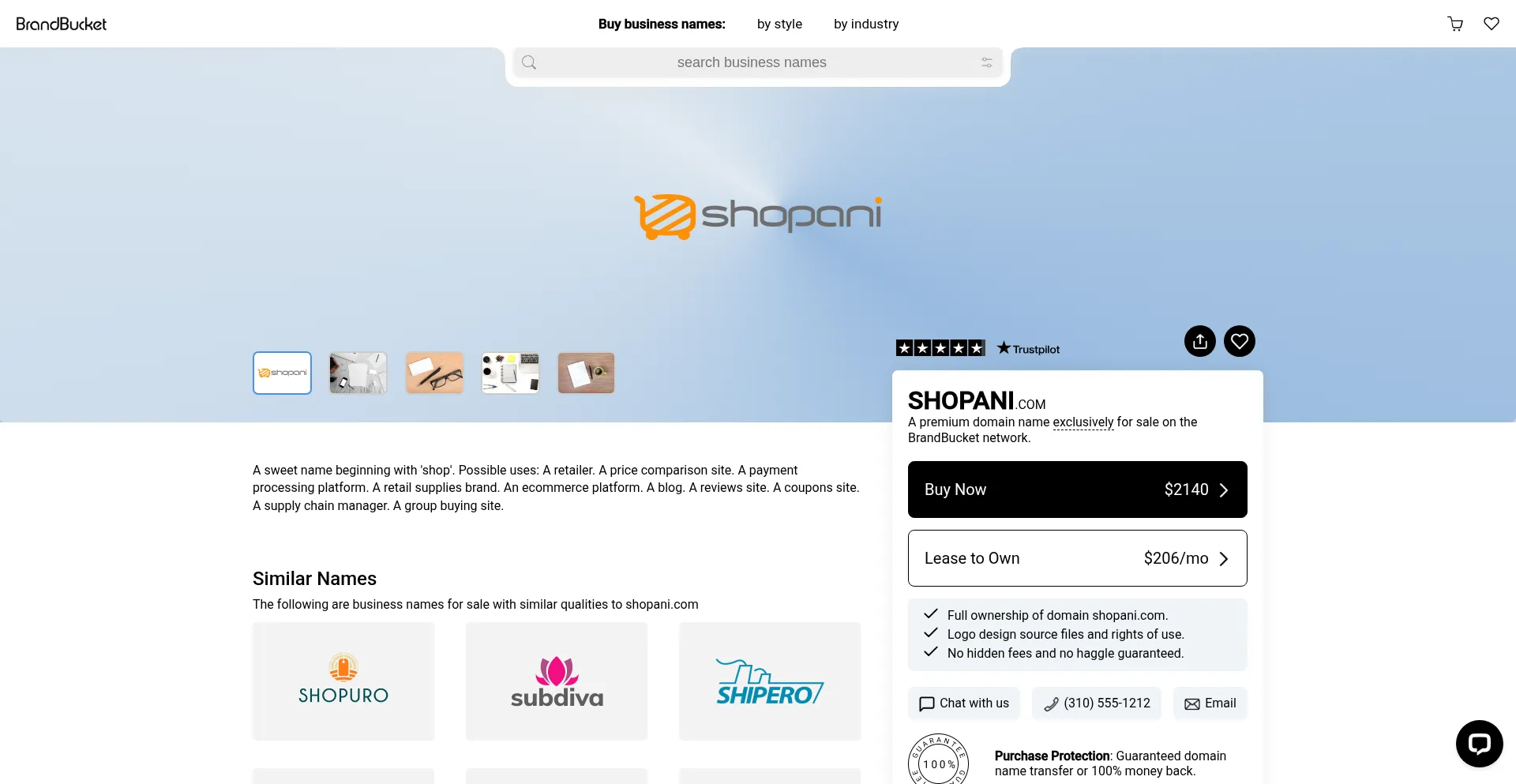 Website screenshot of Shopani.com