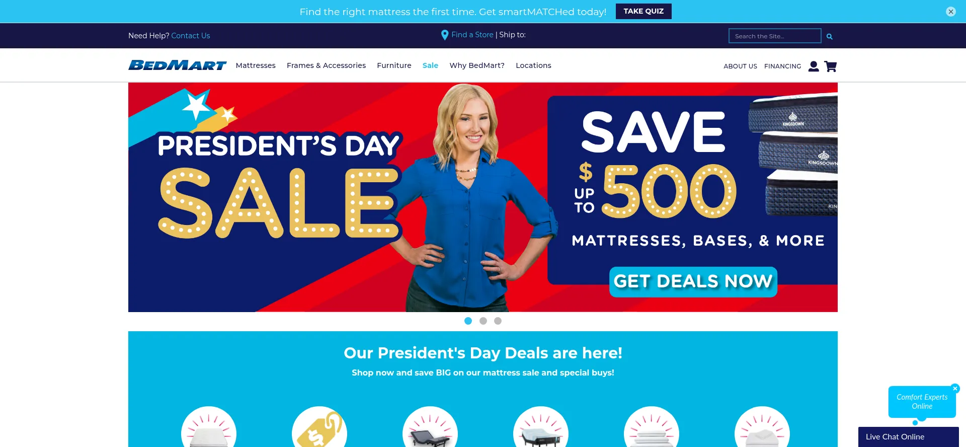 Website screenshot of Shopbedmart.com