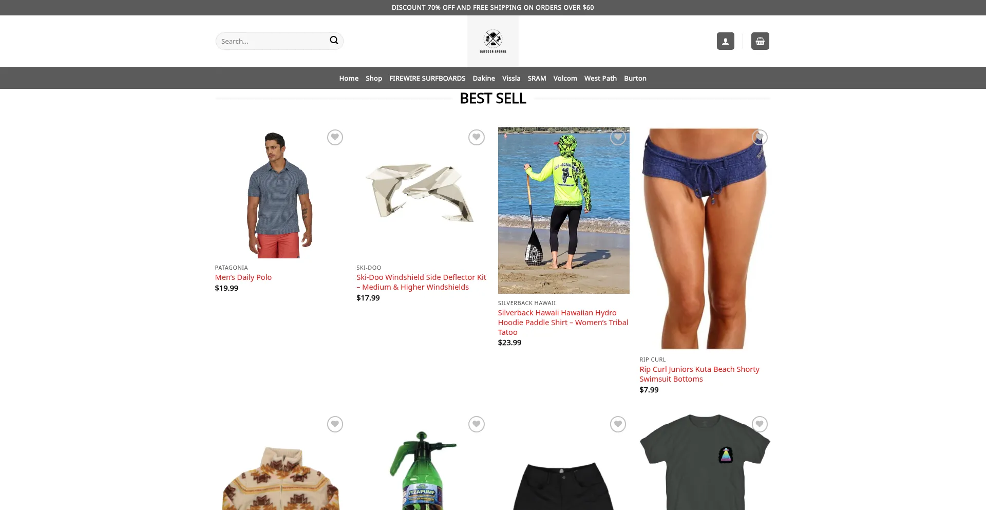 Website screenshot of Shopbestoutdoor-sports.com