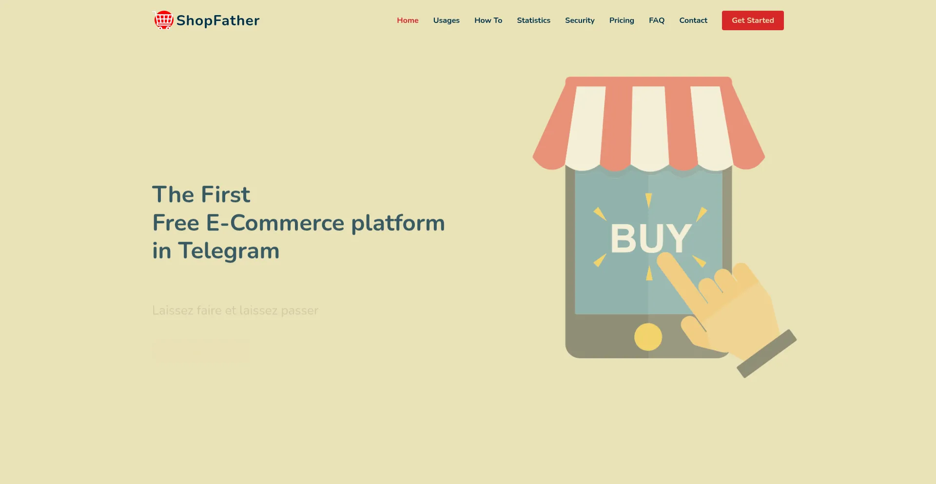 Website screenshot of Shopfather.io