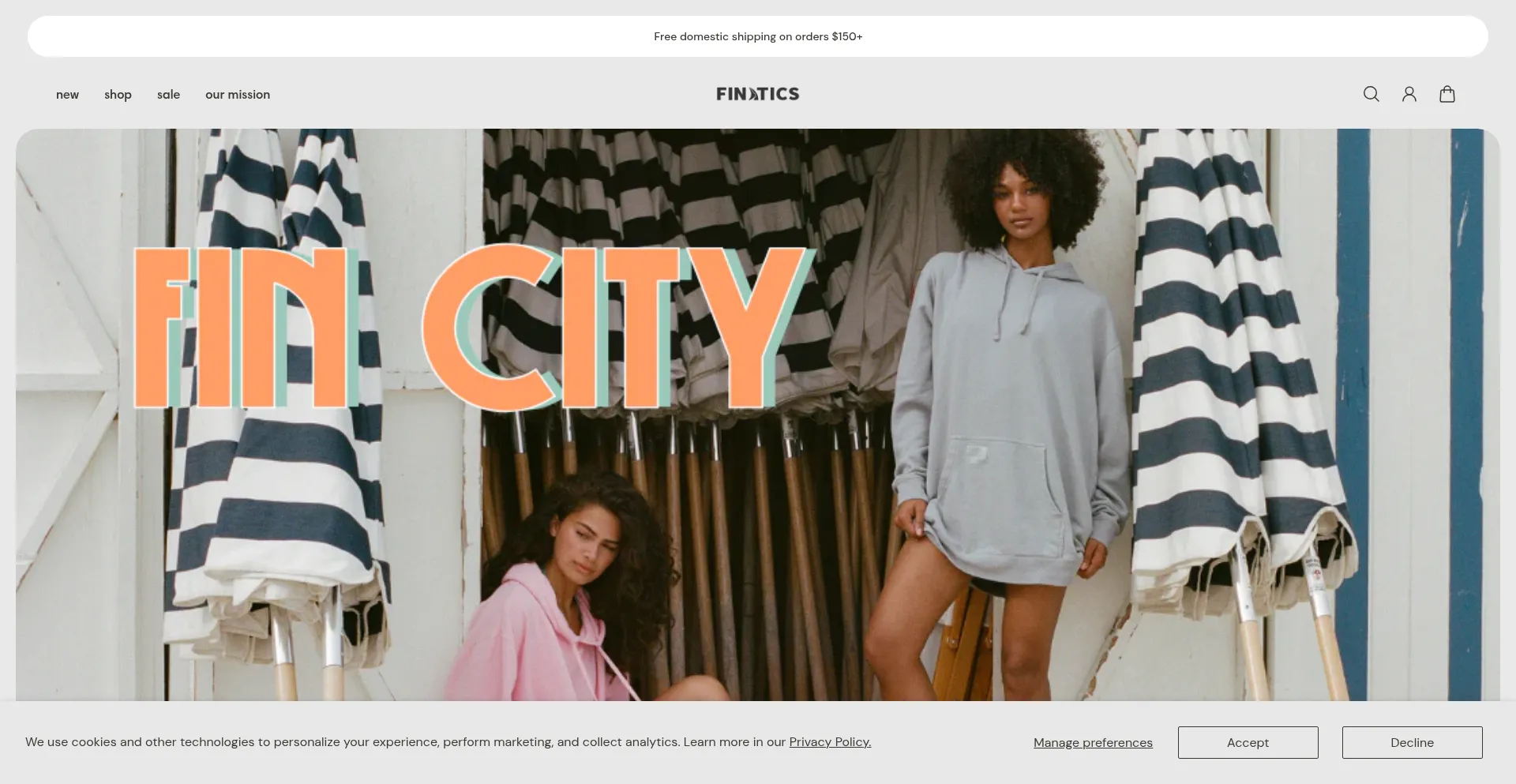 Website screenshot of Shopfinatics.com