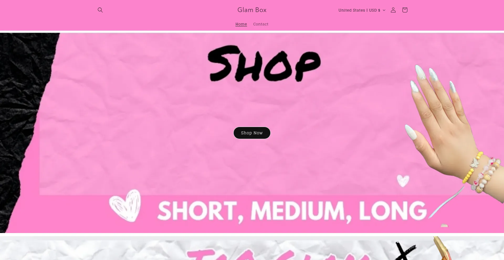Website screenshot of Shopglambox.com
