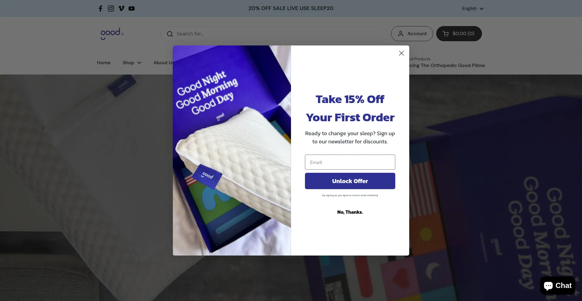 Website screenshot of Shopgoodproducts.com