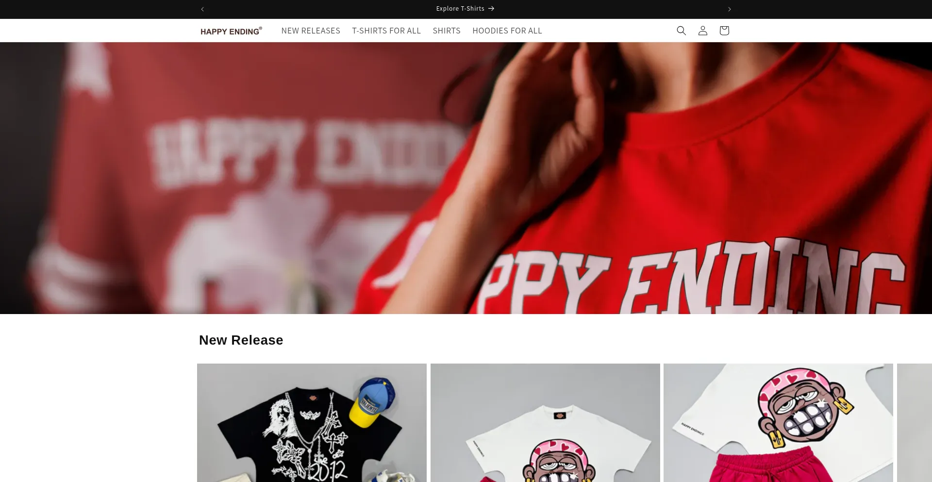 Website screenshot of Shophappyending.com